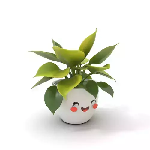 Happy Face Potted Plant Model Pack Low-poly 3D model