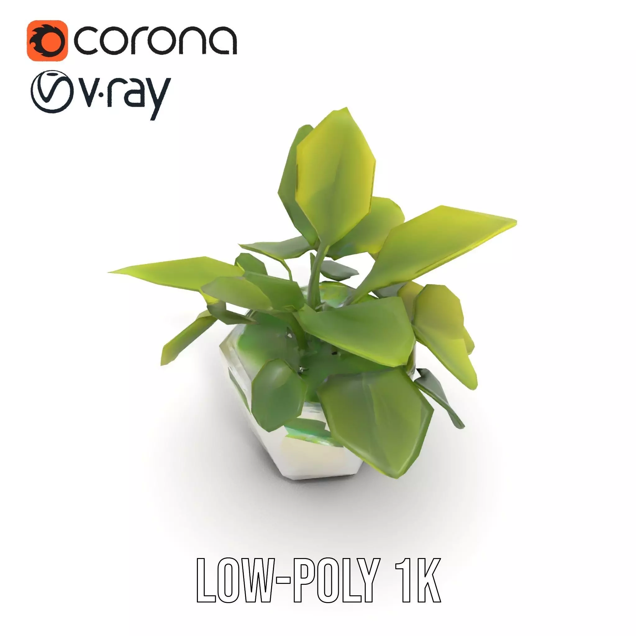 Happy Face Potted Plant Model Pack Low-poly 3D model_15