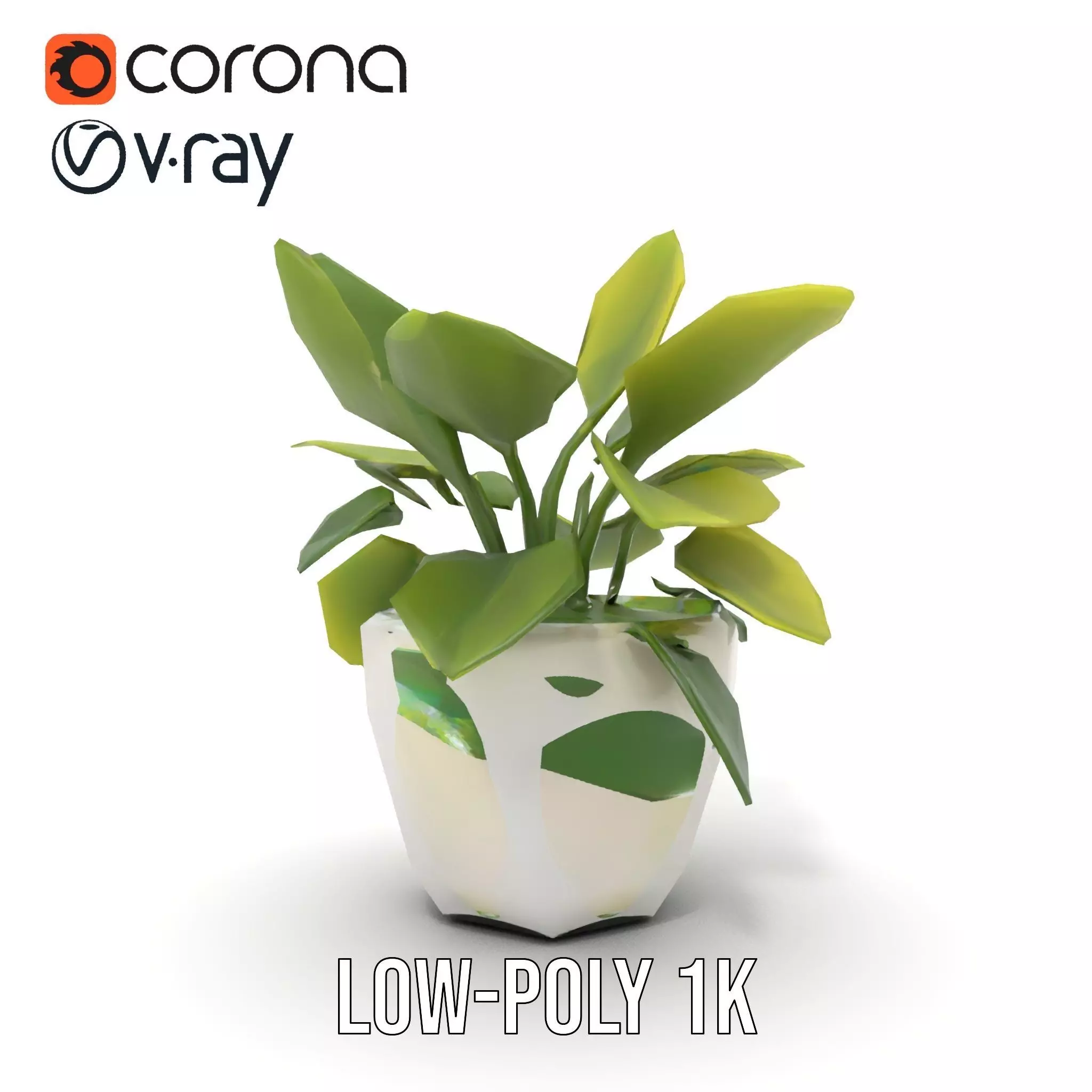 Happy Face Potted Plant Model Pack Low-poly 3D model_21
