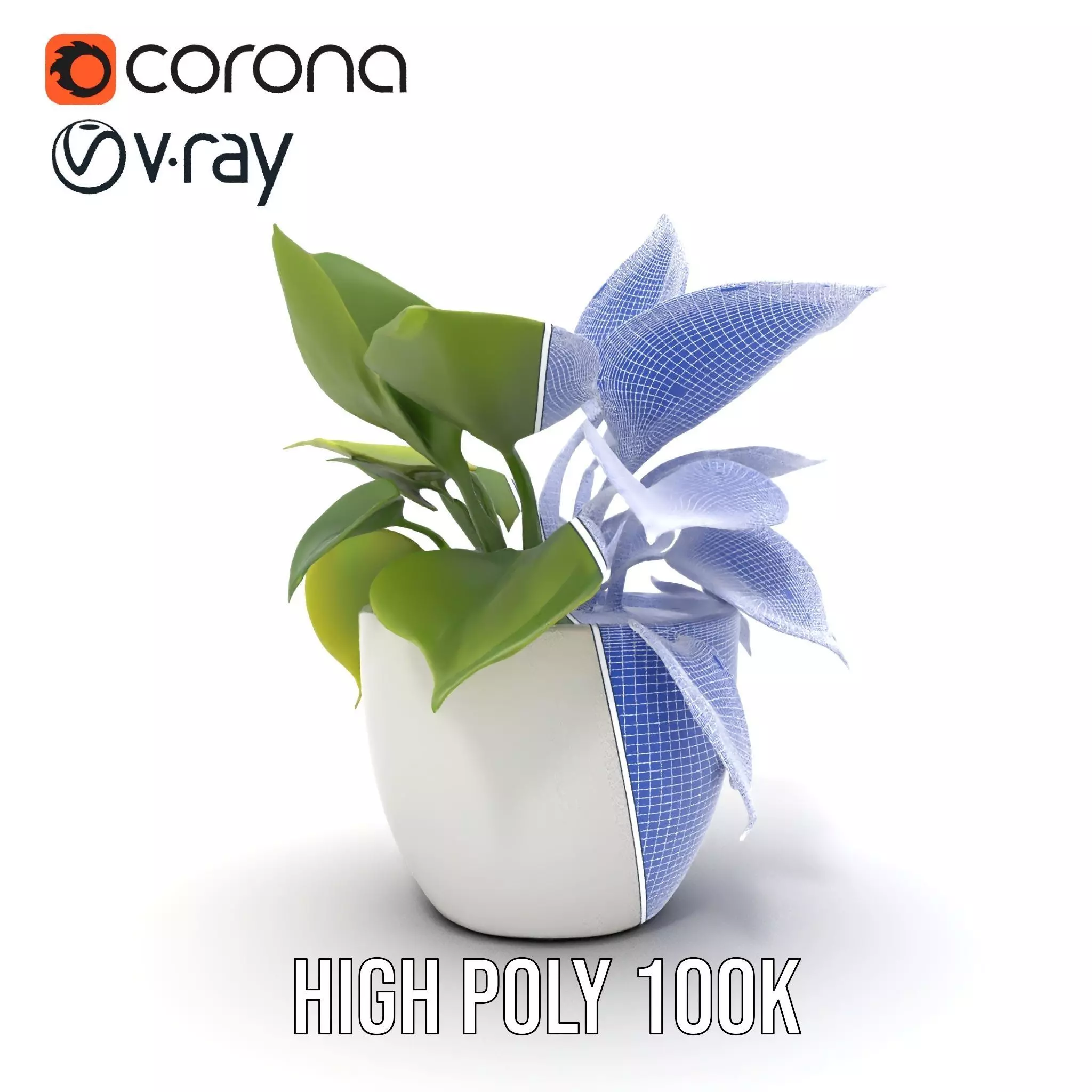 Happy Face Potted Plant Model Pack Low-poly 3D model_30