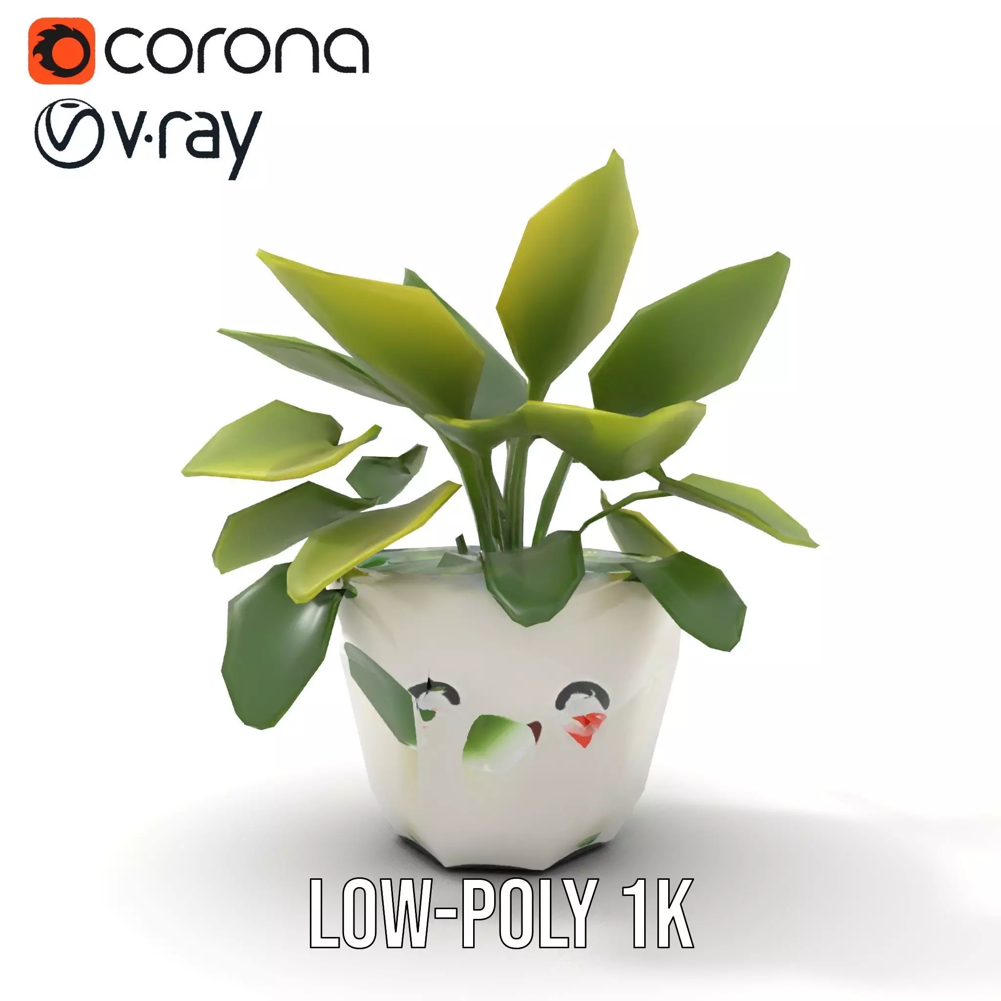 Happy Face Potted Plant Model Pack Low-poly 3D model_8