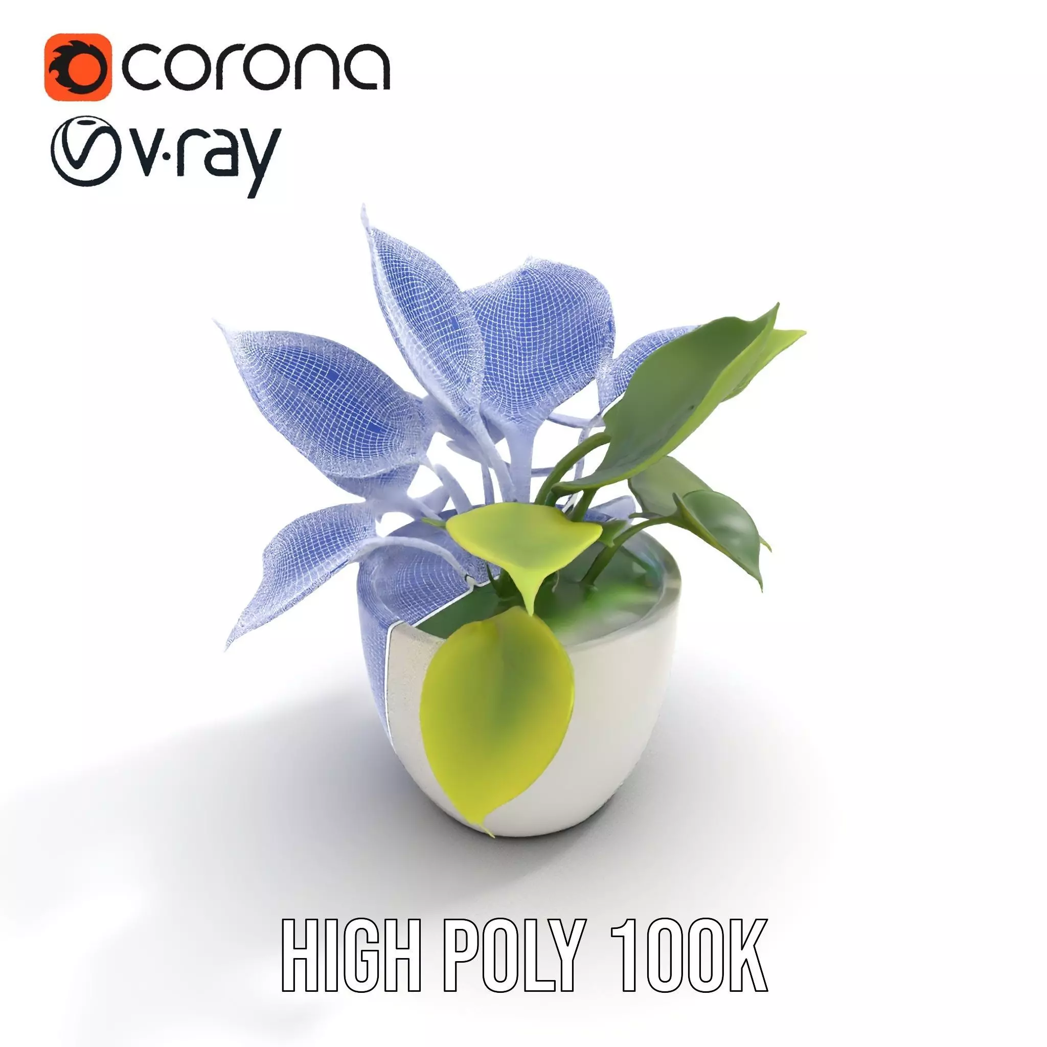 Happy Face Potted Plant Model Pack Low-poly 3D model_35