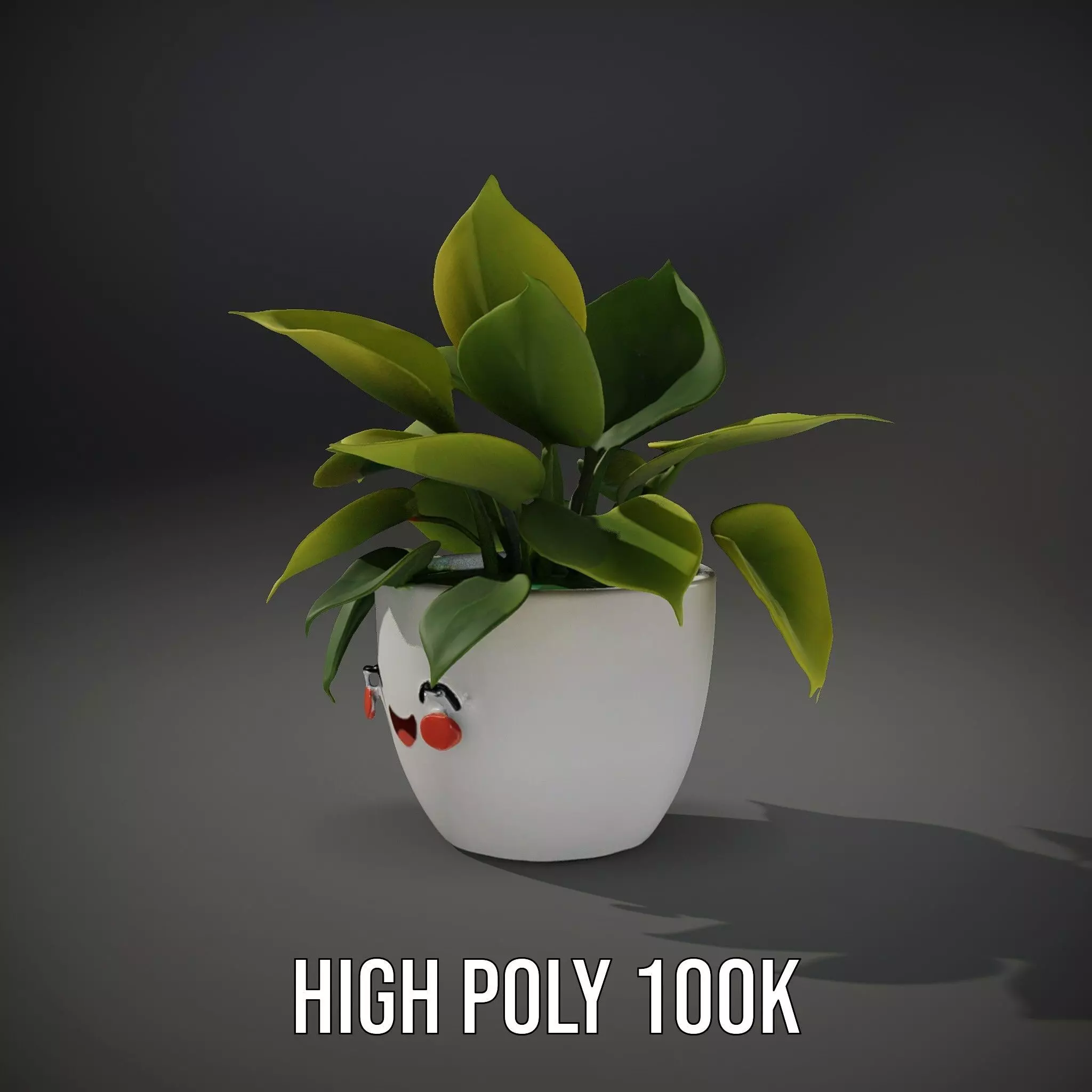 Happy Face Potted Plant Model Pack Low-poly 3D model_11