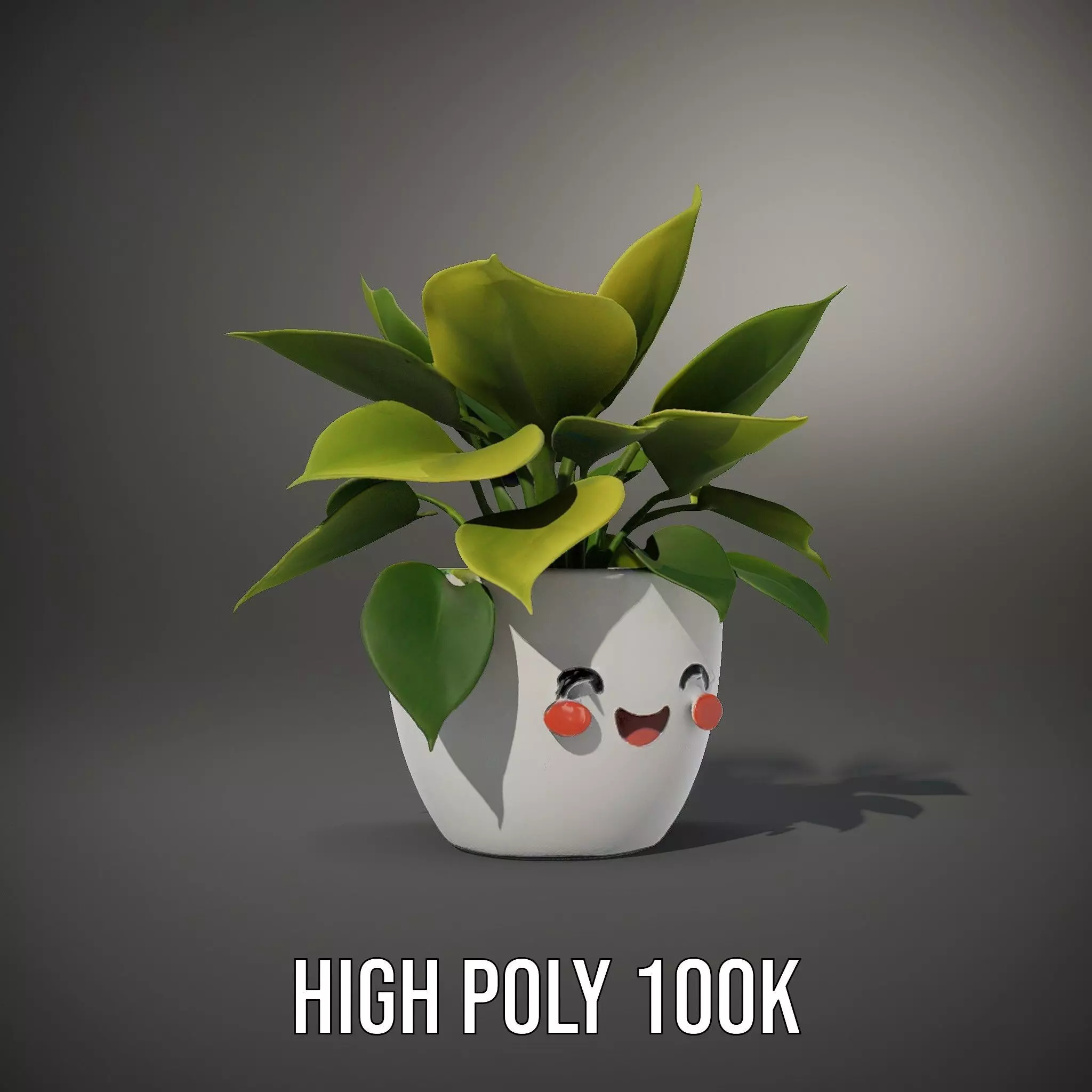 Happy Face Potted Plant Model Pack Low-poly 3D model_9