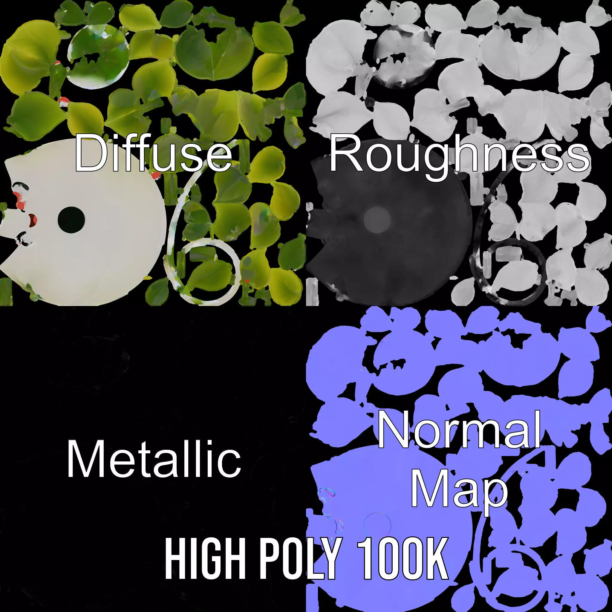 Happy Face Potted Plant Model Pack Low-poly 3D model_4