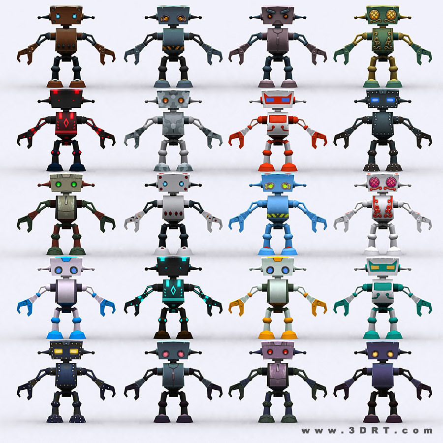 3DRT Chibii-robot 08 Low-poly 3D model_7