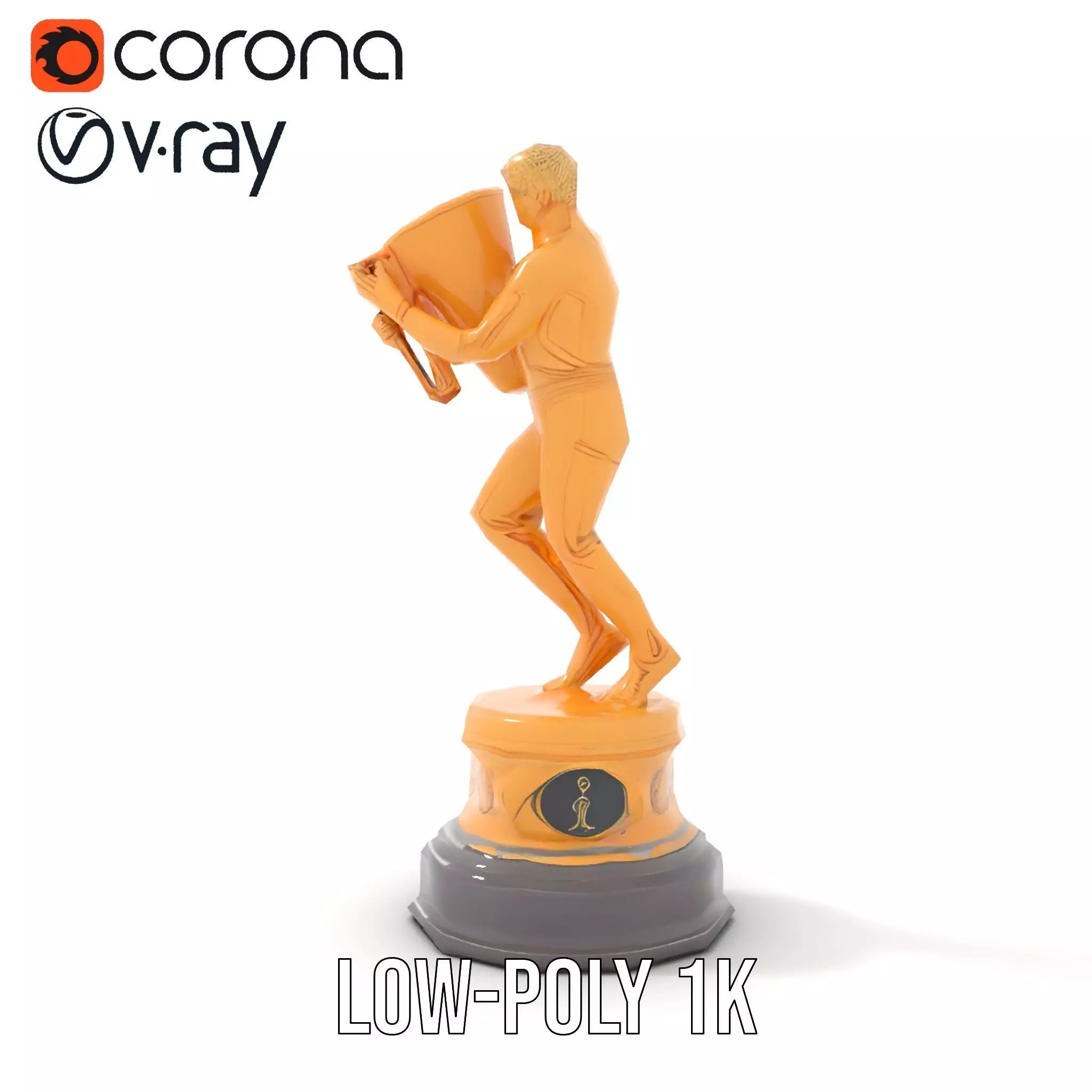Golden Trophy Holding Man Model Pack Low-poly 3D model_15