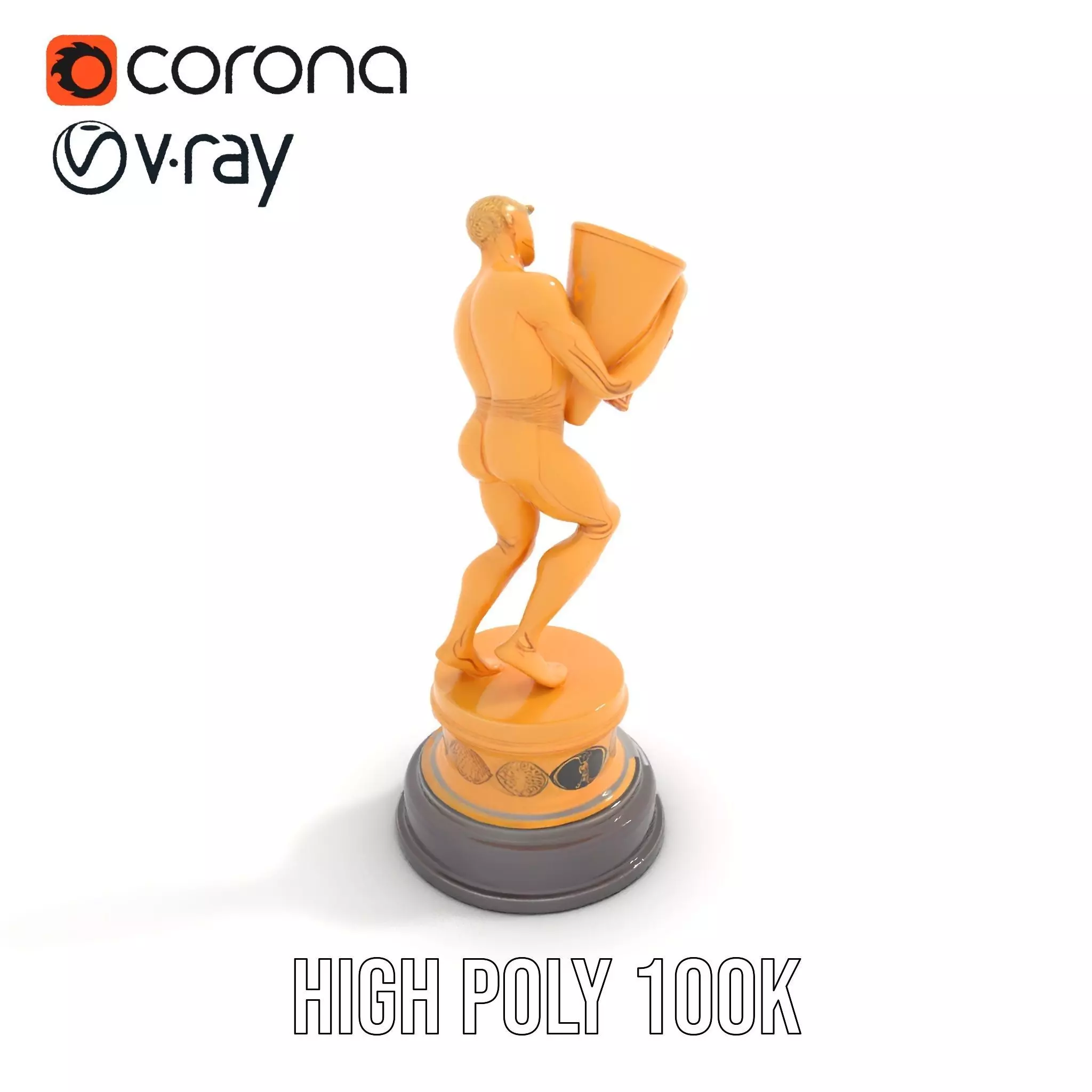 Golden Trophy Holding Man Model Pack Low-poly 3D model_29