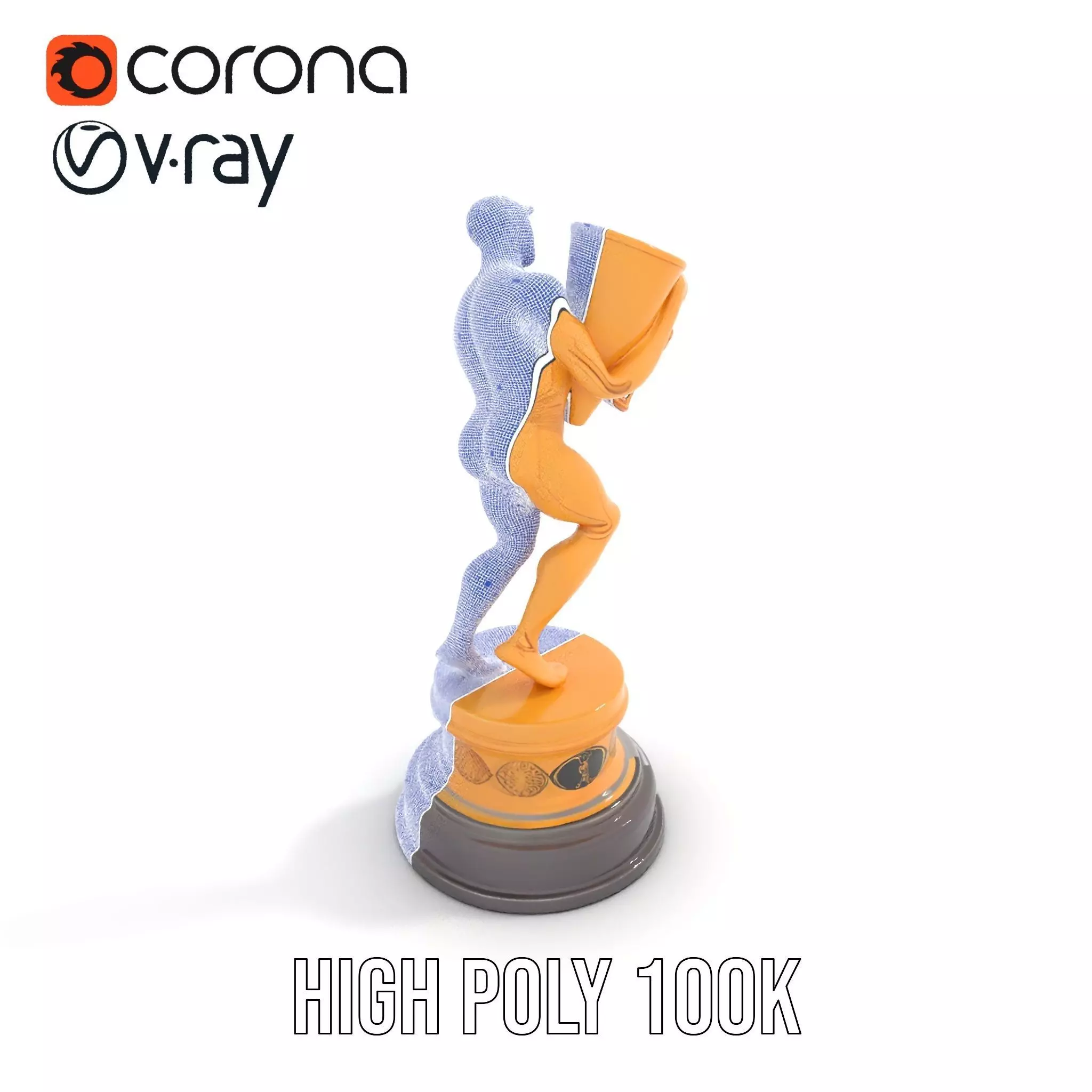 Golden Trophy Holding Man Model Pack Low-poly 3D model_32