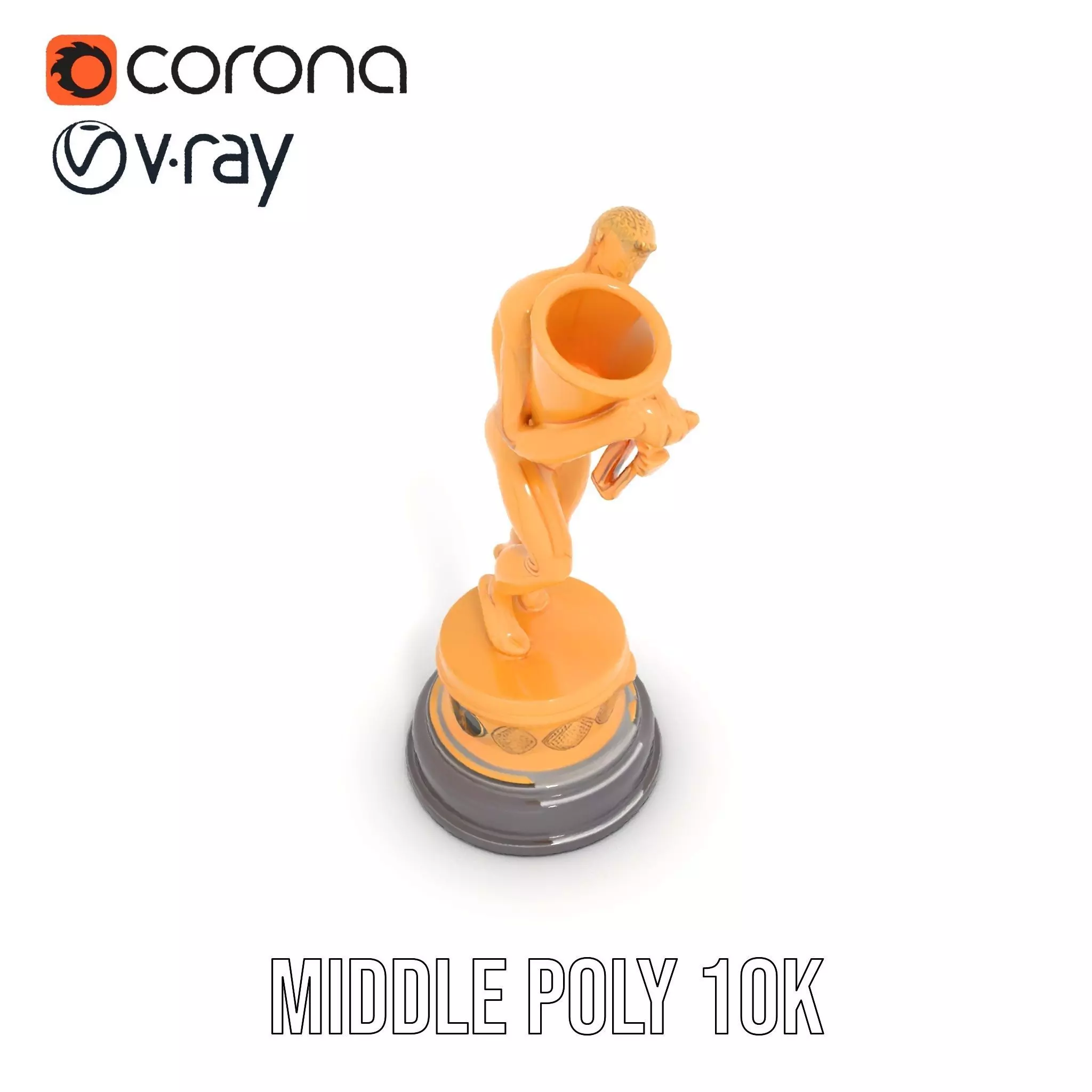 Golden Trophy Holding Man Model Pack Low-poly 3D model_7