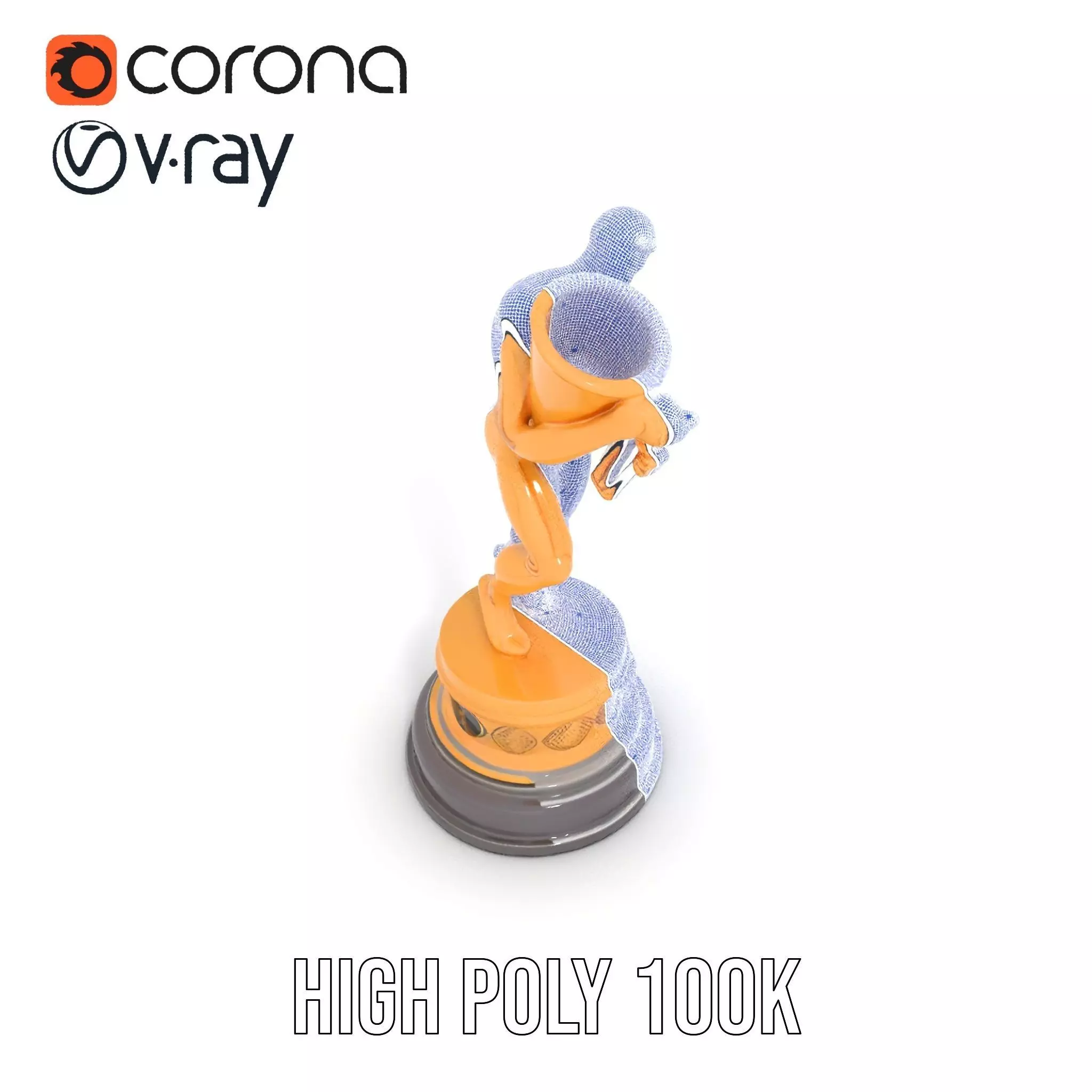 Golden Trophy Holding Man Model Pack Low-poly 3D model_23