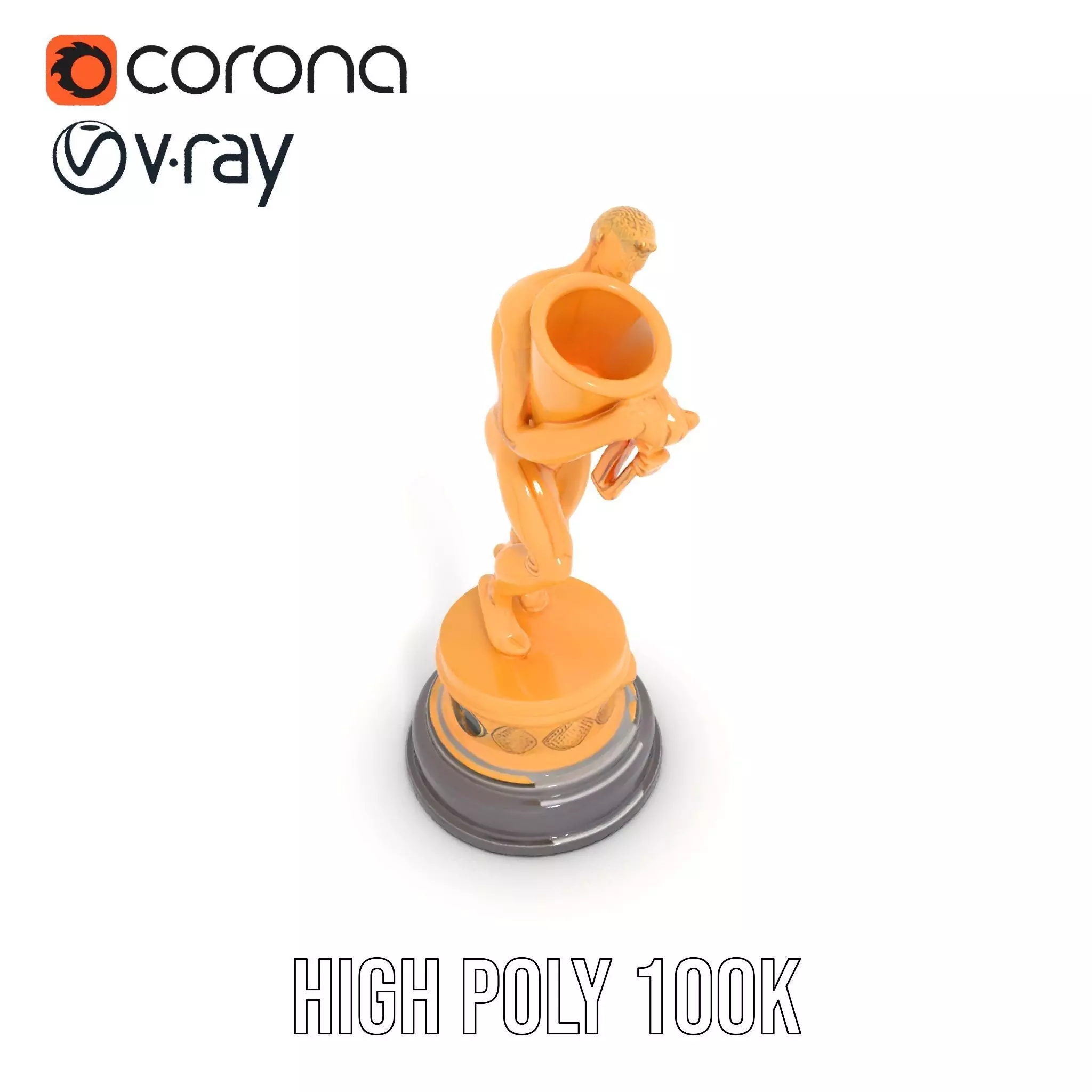 Golden Trophy Holding Man Model Pack Low-poly 3D model_26