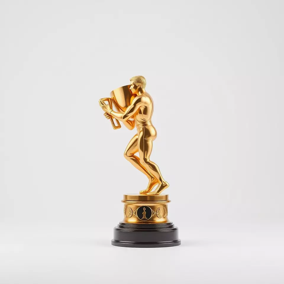 Golden Trophy Holding Man Model Pack Low-poly 3D model_3