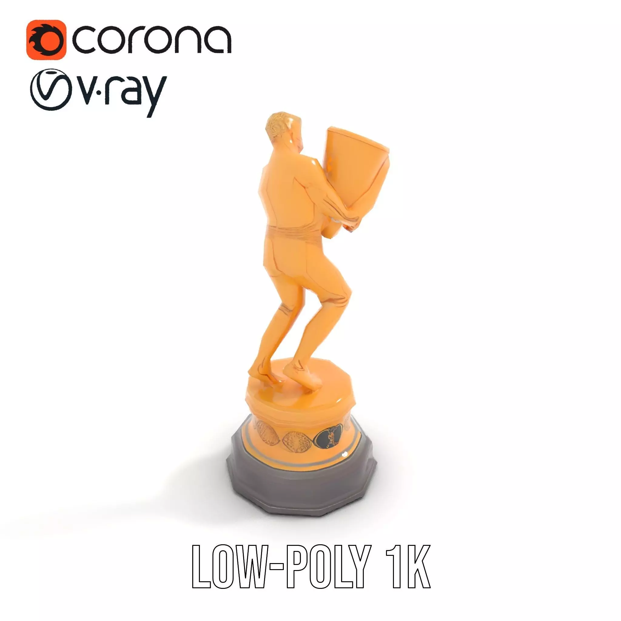 Golden Trophy Holding Man Model Pack Low-poly 3D model_10