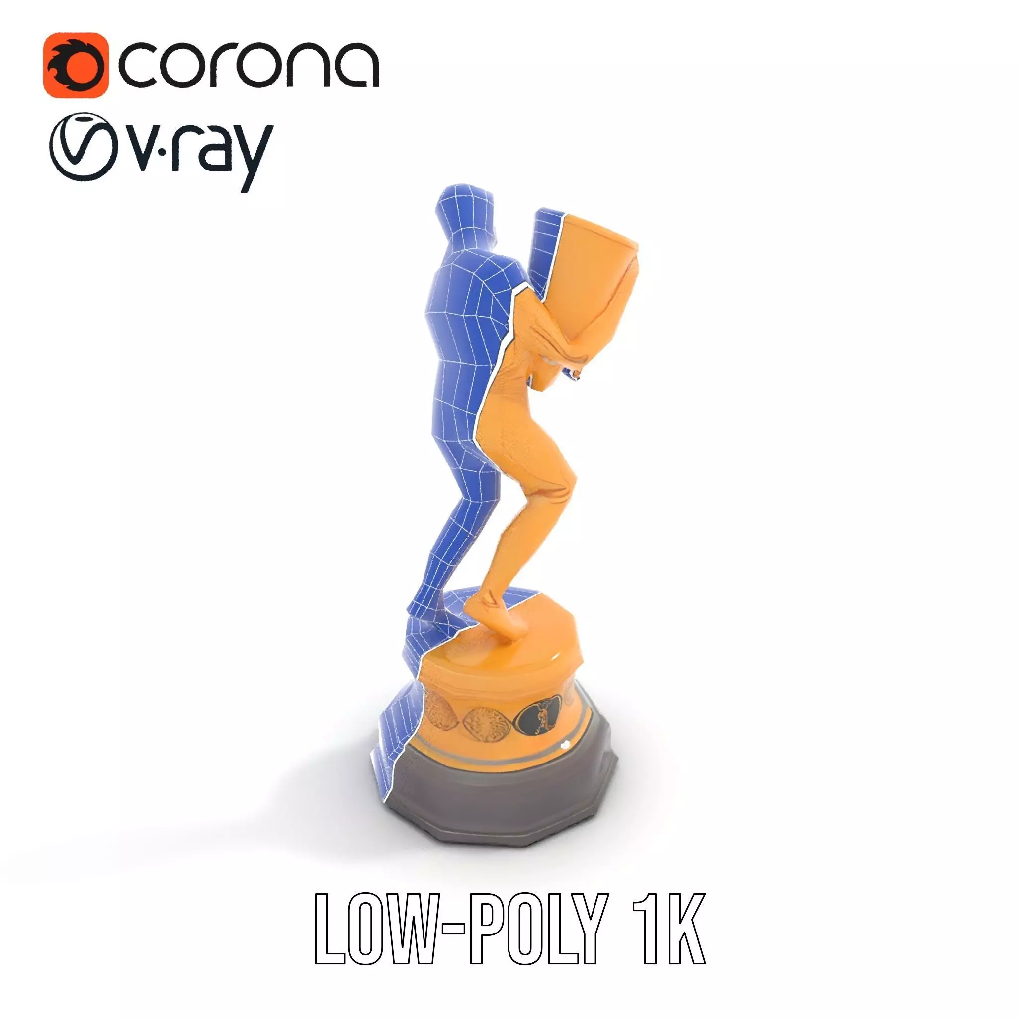 Golden Trophy Holding Man Model Pack Low-poly 3D model_22