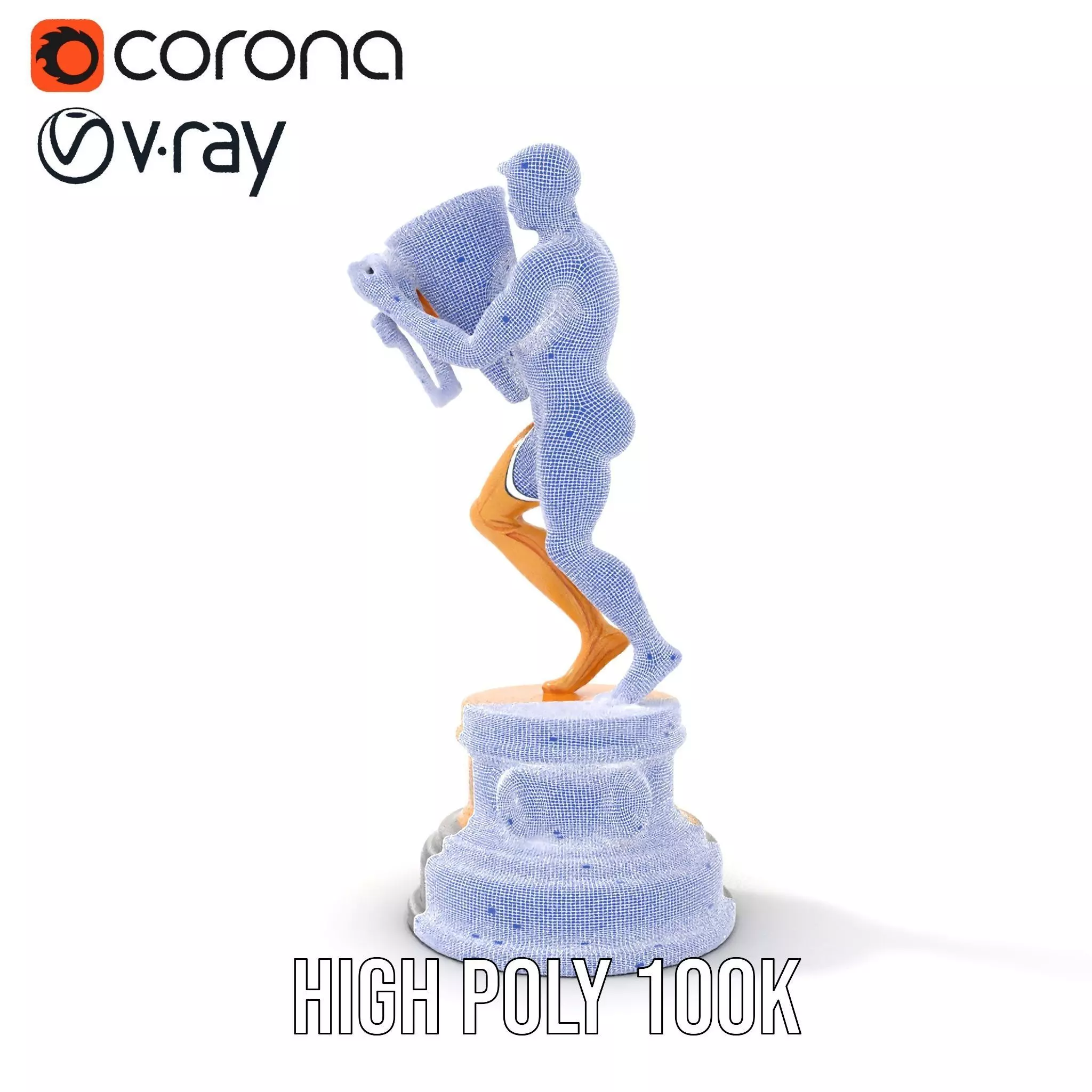 Golden Trophy Holding Man Model Pack Low-poly 3D model_34