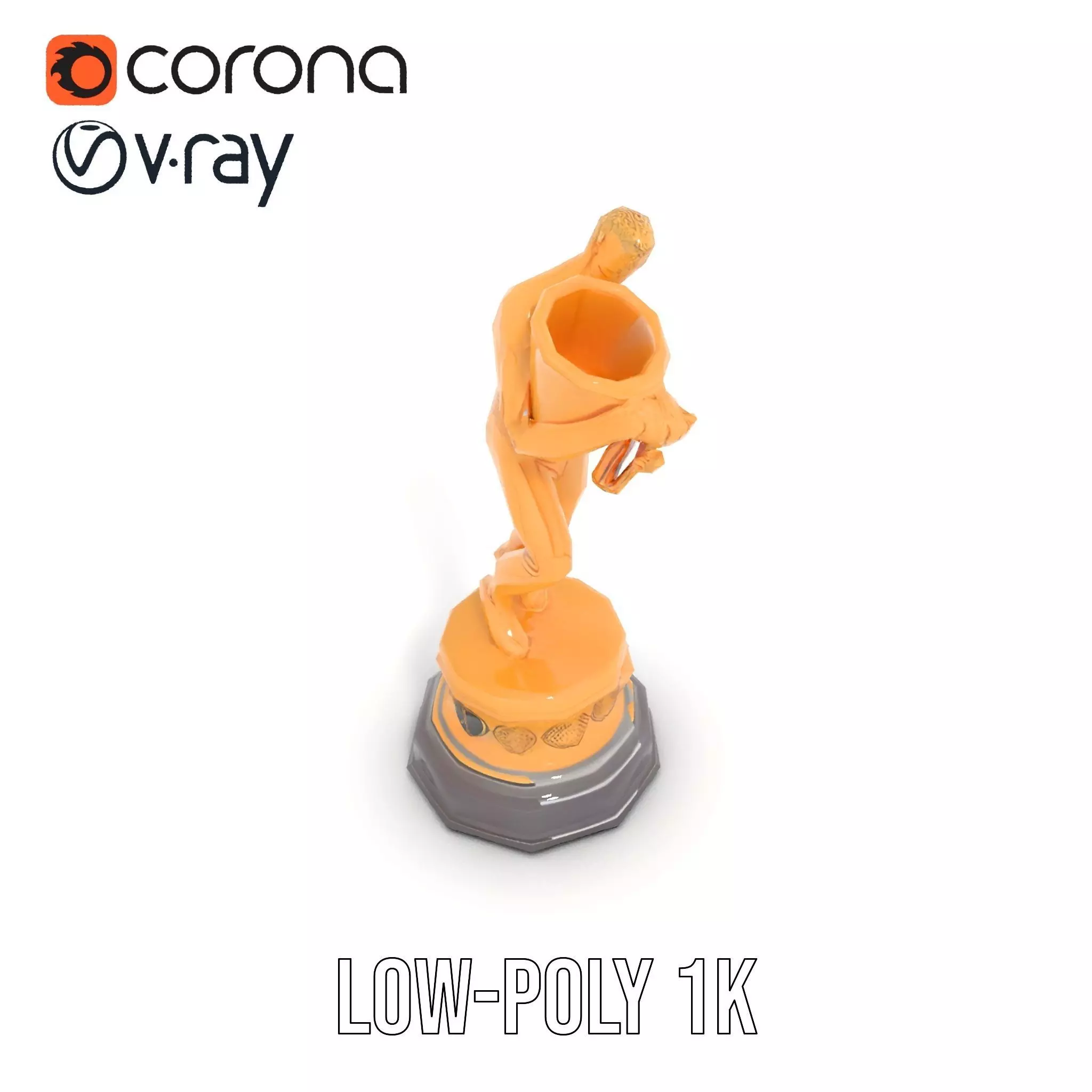 Golden Trophy Holding Man Model Pack Low-poly 3D model_28