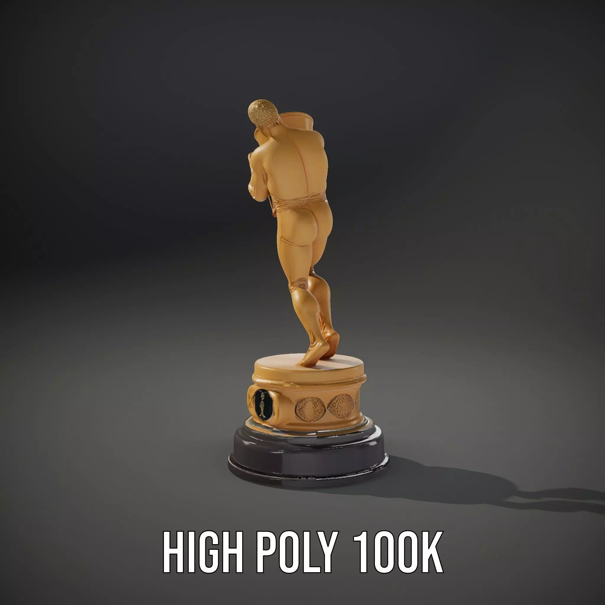 Golden Trophy Holding Man Model Pack Low-poly 3D model_9
