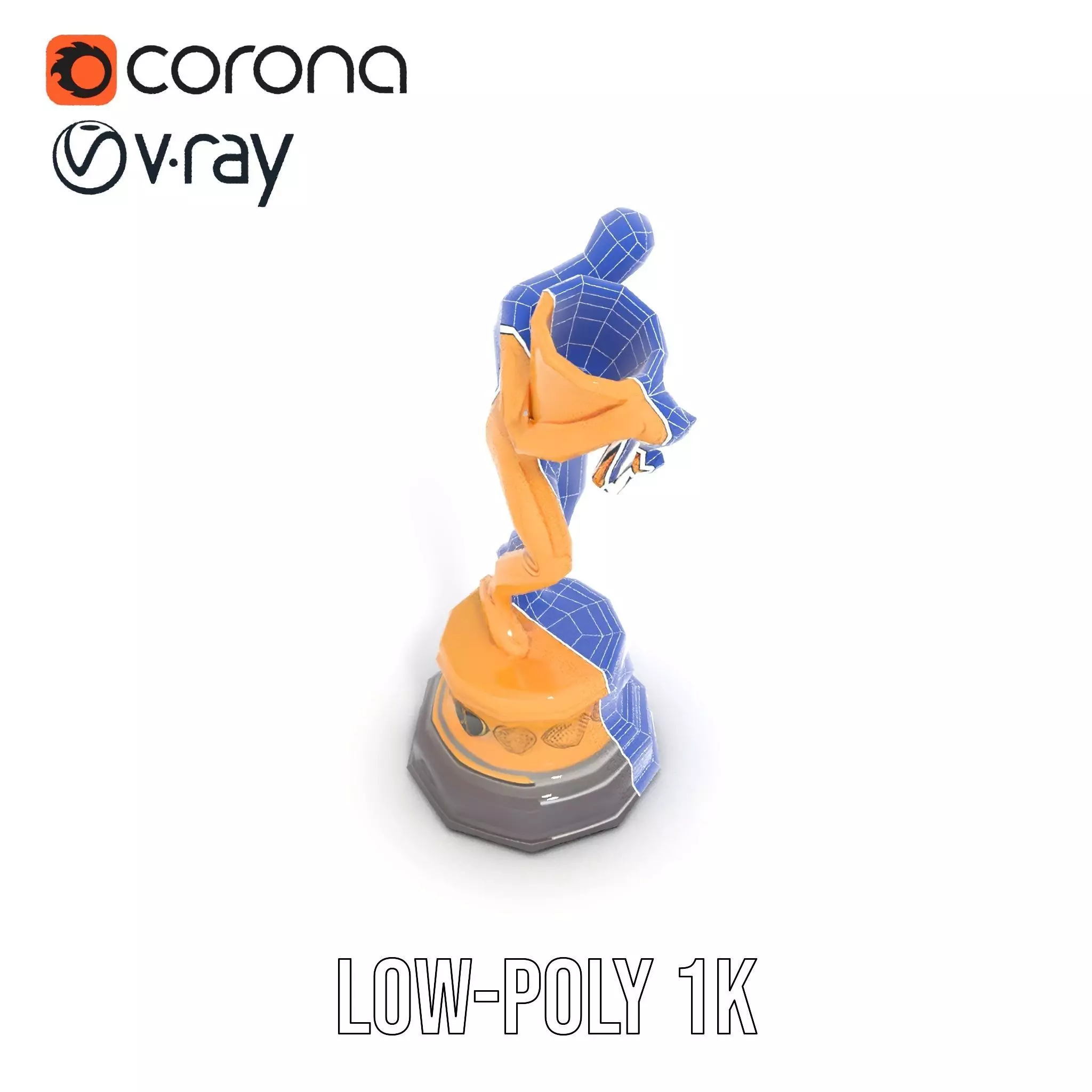 Golden Trophy Holding Man Model Pack Low-poly 3D model_20