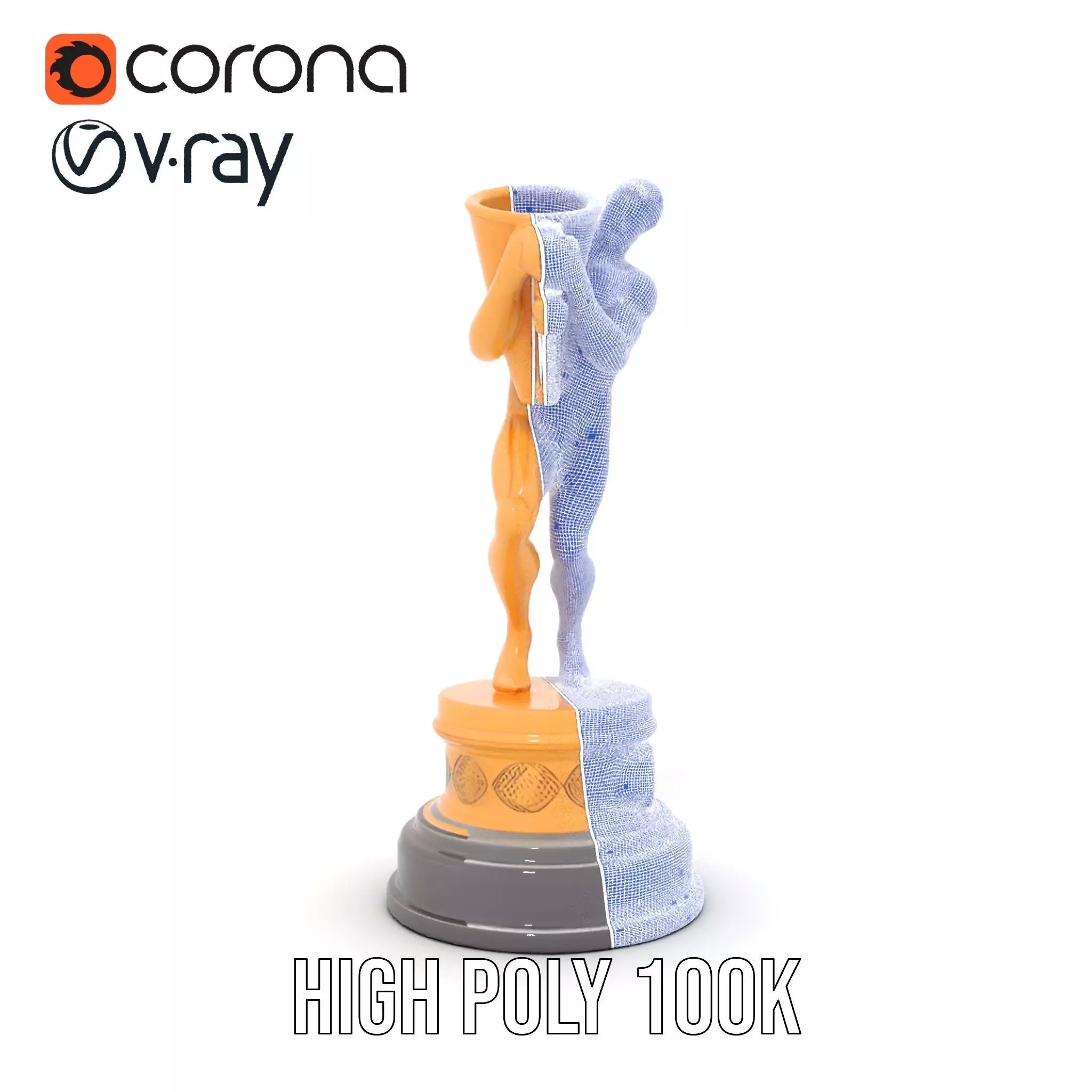 Golden Trophy Holding Man Model Pack Low-poly 3D model_35