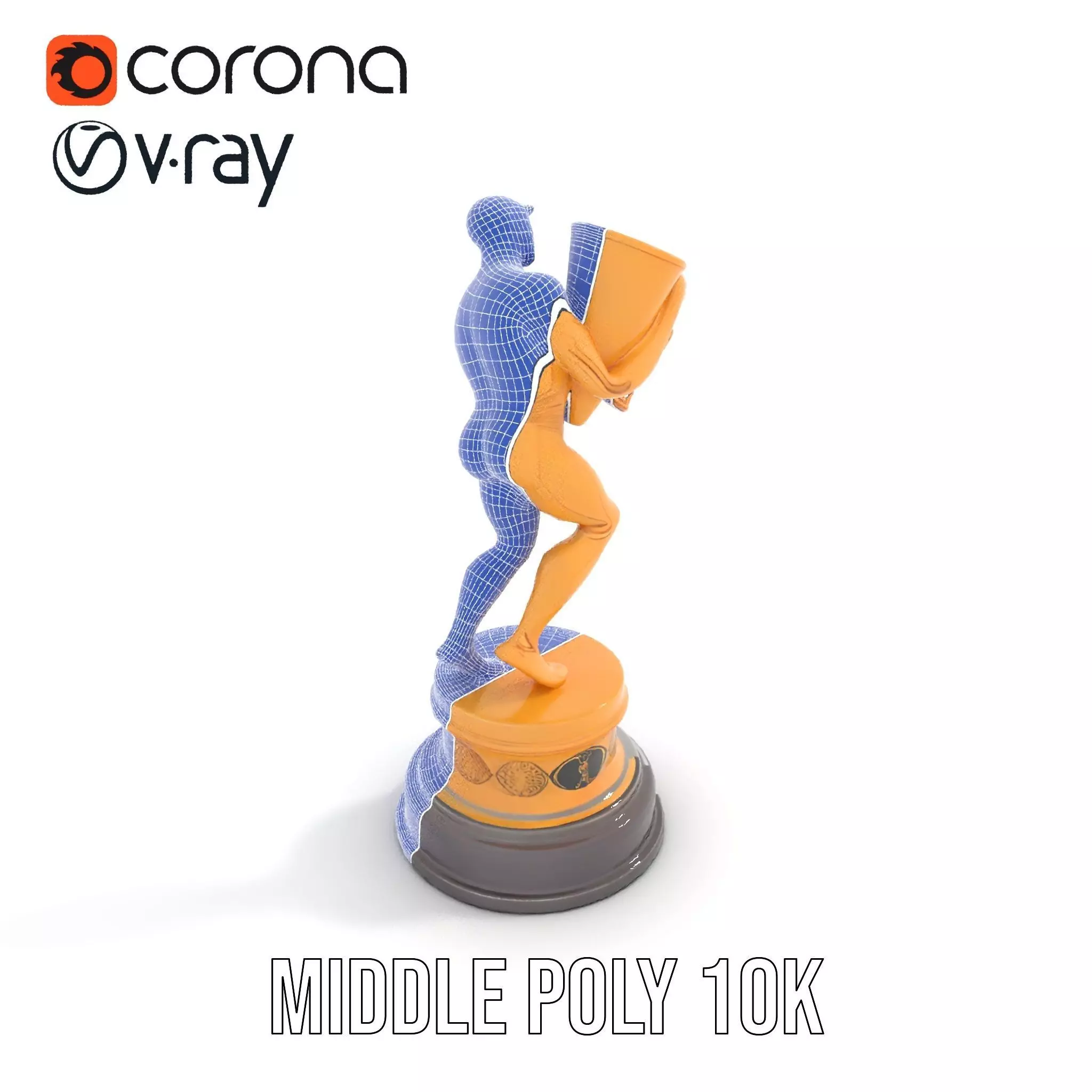 Golden Trophy Holding Man Model Pack Low-poly 3D model_21