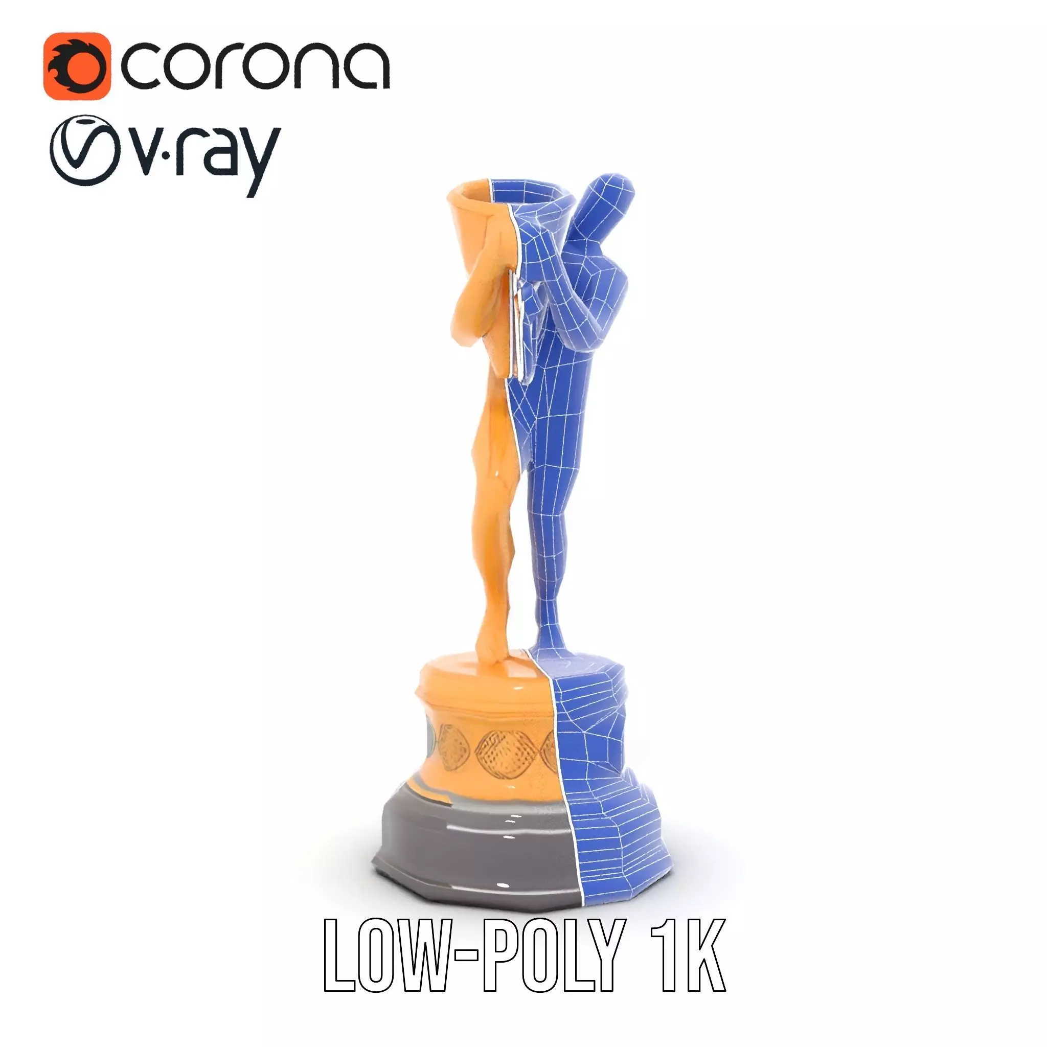 Golden Trophy Holding Man Model Pack Low-poly 3D model_13