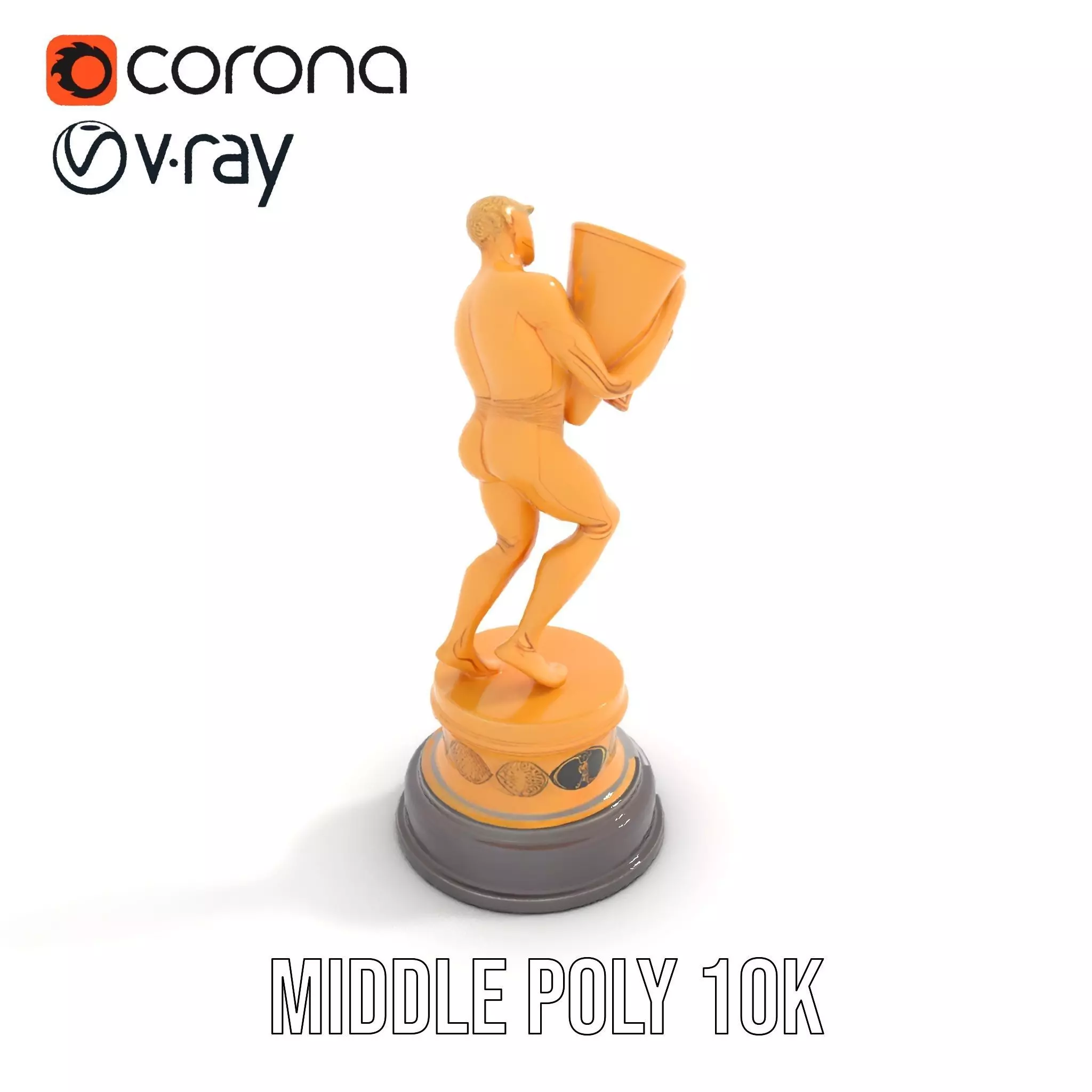Golden Trophy Holding Man Model Pack Low-poly 3D model_6