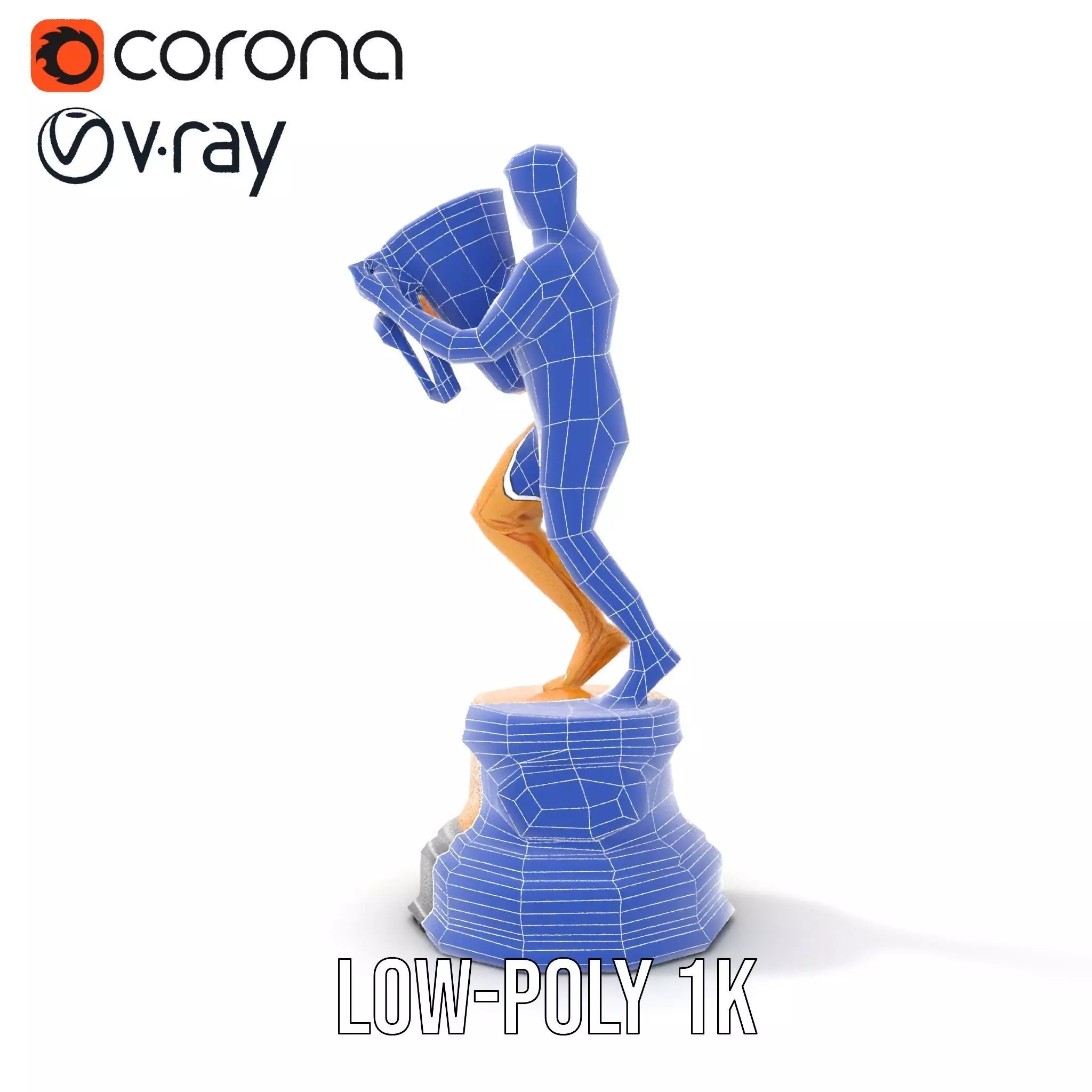 Golden Trophy Holding Man Model Pack Low-poly 3D model_31