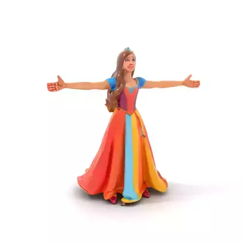 Princess Character Model Pack with Rainbow Gown Low-poly 3D model
