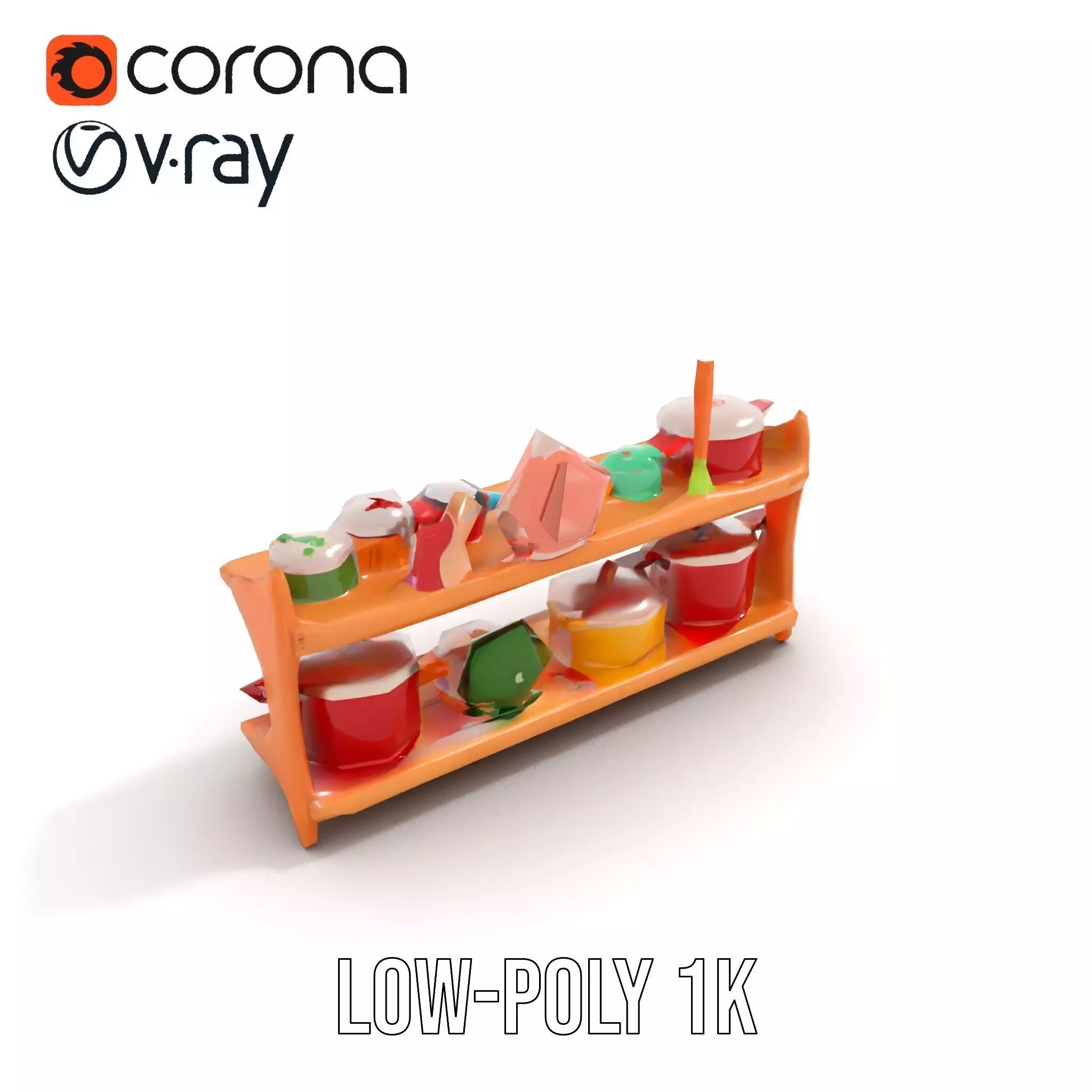 Colorful Kitchen Cookware Set Model Pack Low-poly 3D model_10