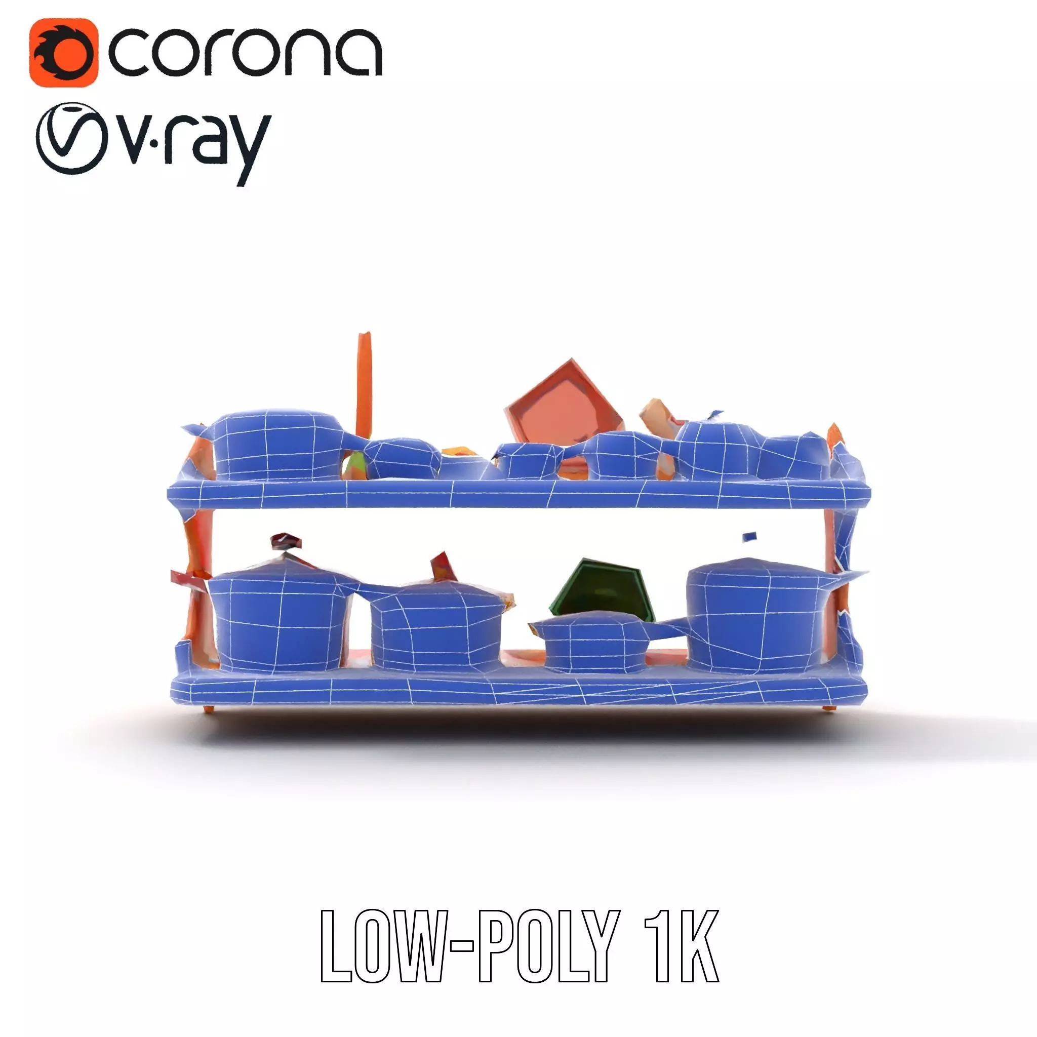 Colorful Kitchen Cookware Set Model Pack Low-poly 3D model_31