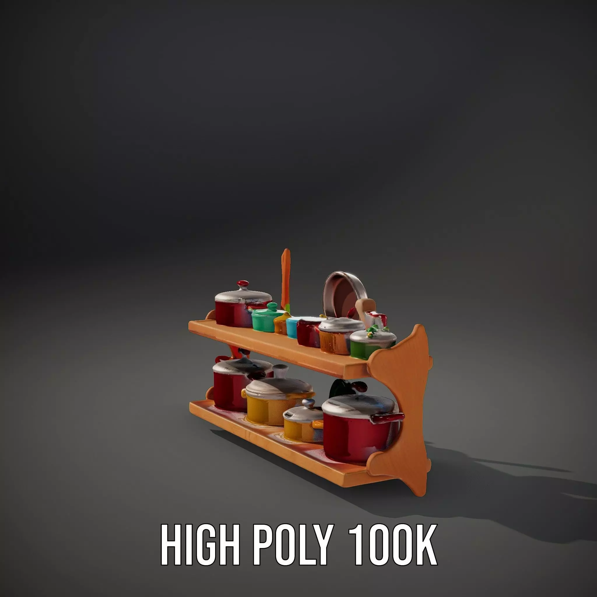 Colorful Kitchen Cookware Set Model Pack Low-poly 3D model_11