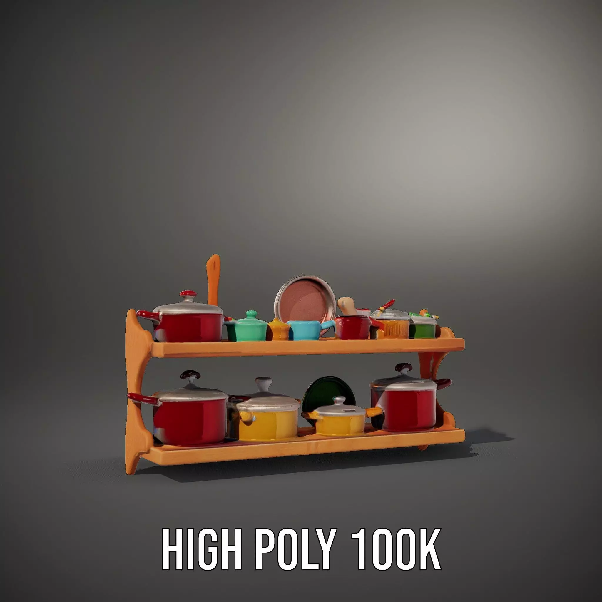 Colorful Kitchen Cookware Set Model Pack Low-poly 3D model_9