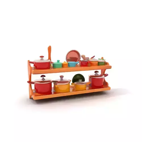 Colorful Kitchen Cookware Set Model Pack Low-poly 3D model