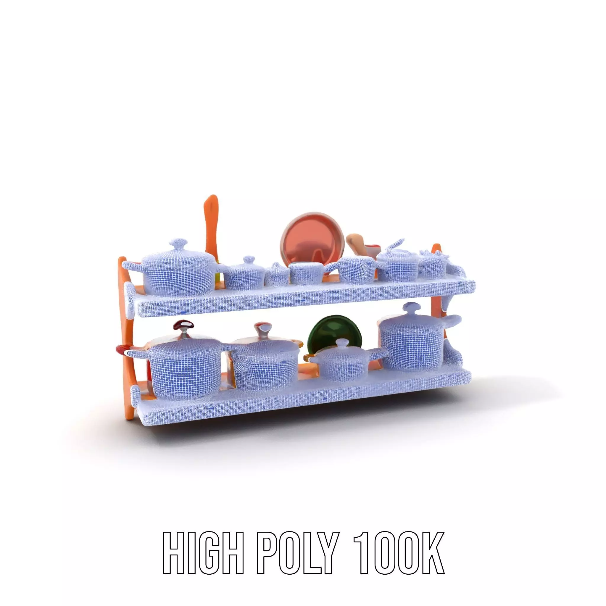 Colorful Kitchen Cookware Set Model Pack Low-poly 3D model_5