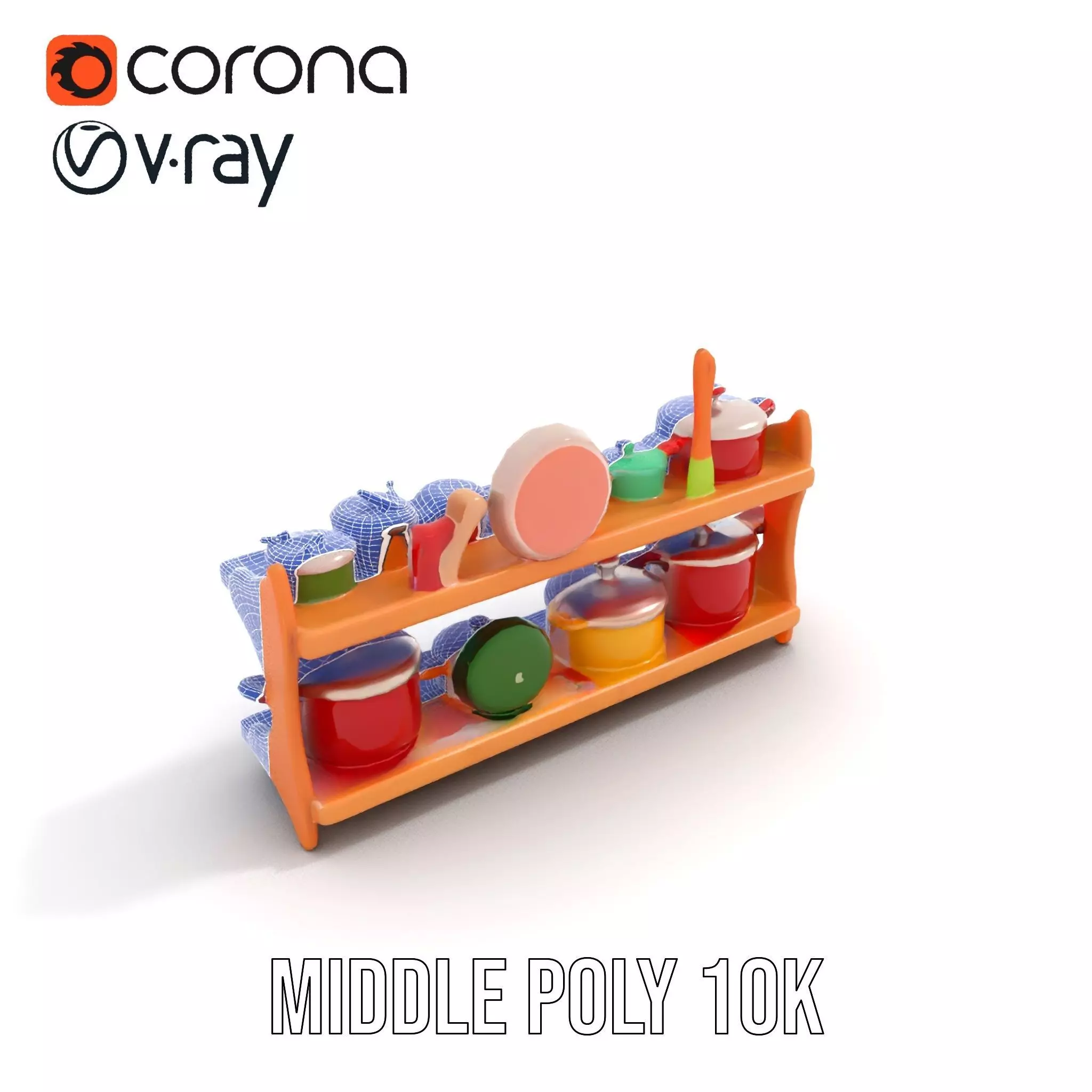 Colorful Kitchen Cookware Set Model Pack Low-poly 3D model_17