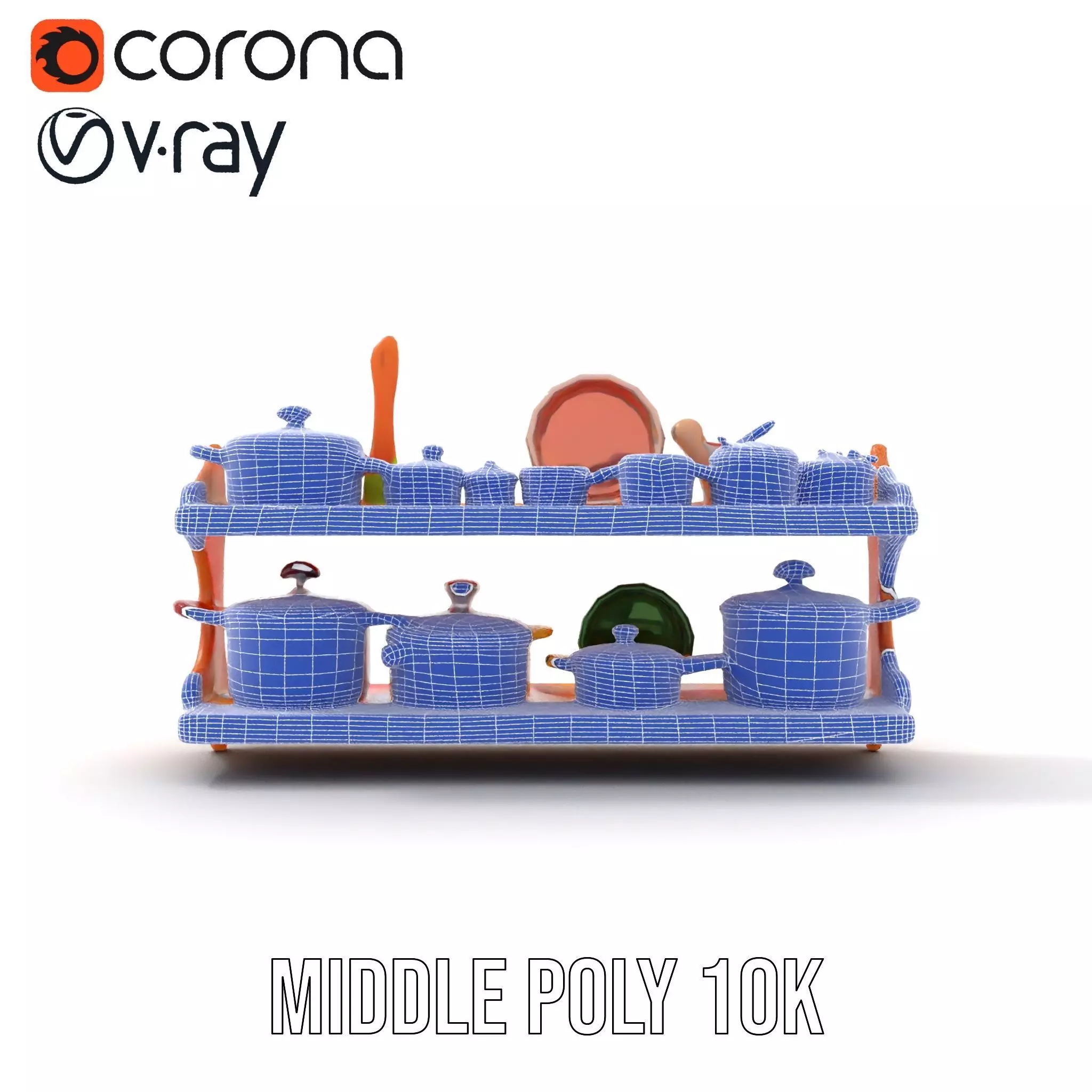 Colorful Kitchen Cookware Set Model Pack Low-poly 3D model_27