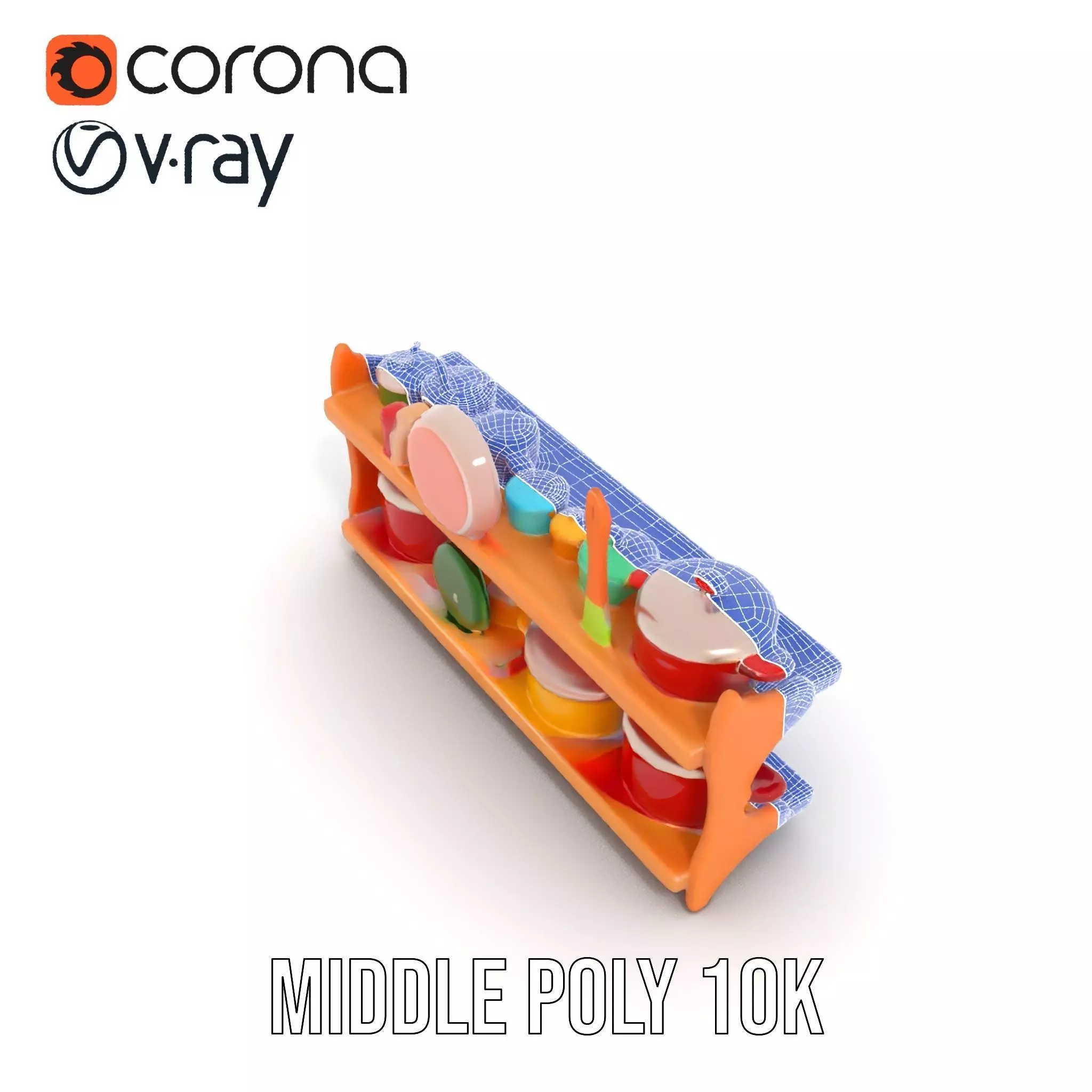 Colorful Kitchen Cookware Set Model Pack Low-poly 3D model_25