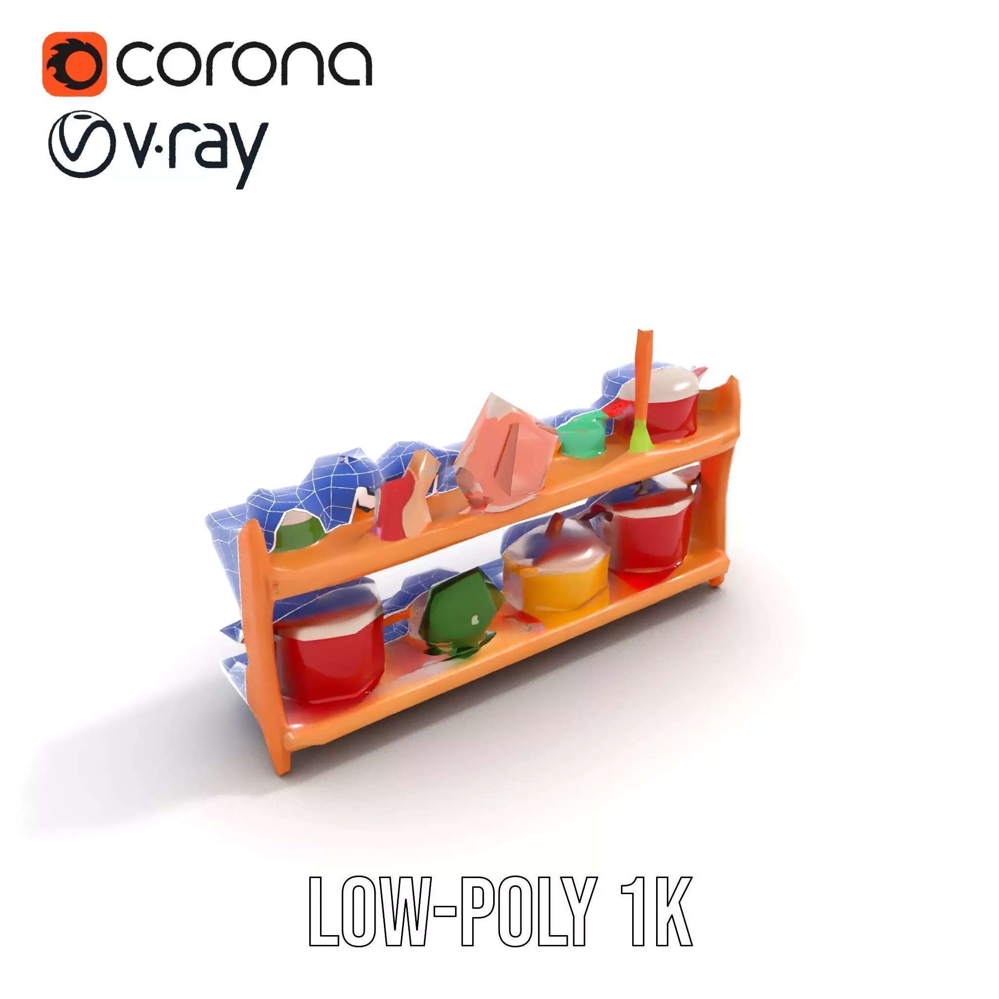 Colorful Kitchen Cookware Set Model Pack Low-poly 3D model_26