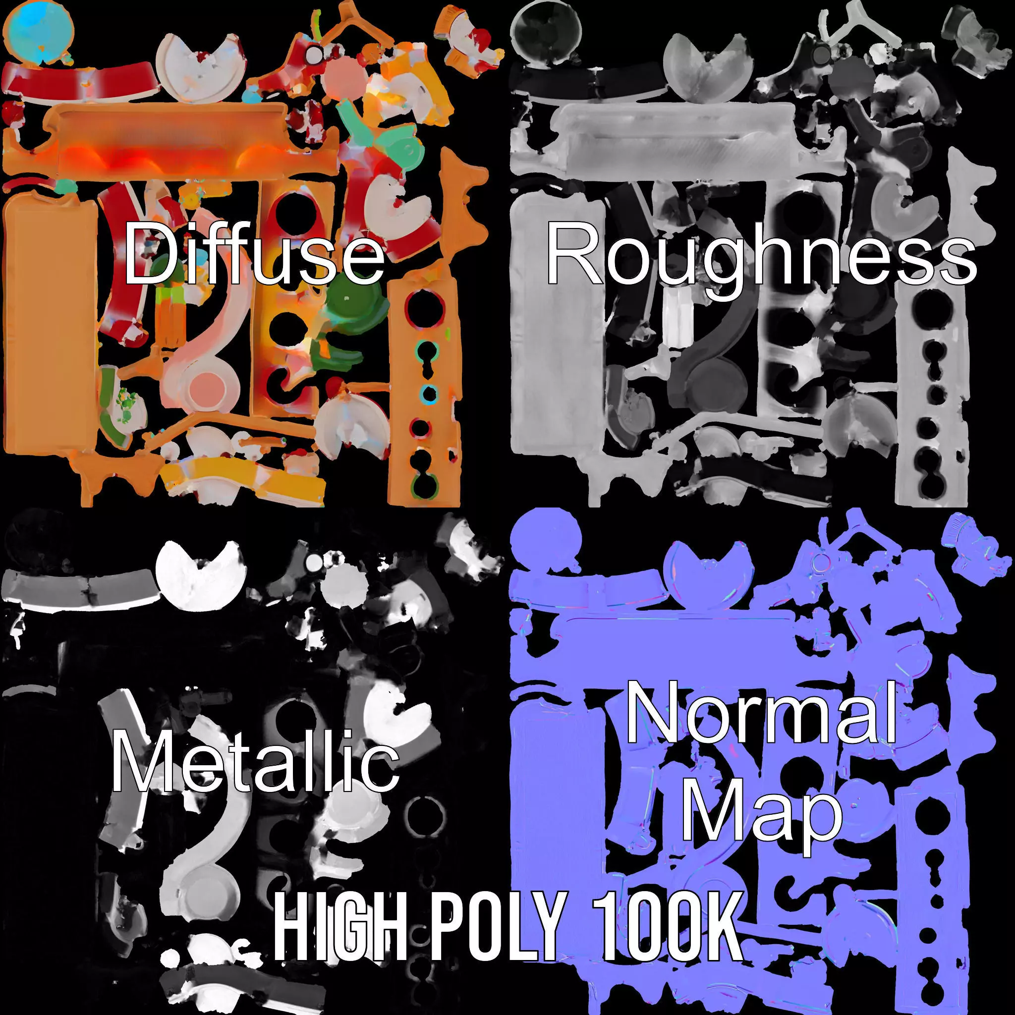 Colorful Kitchen Cookware Set Model Pack Low-poly 3D model_4