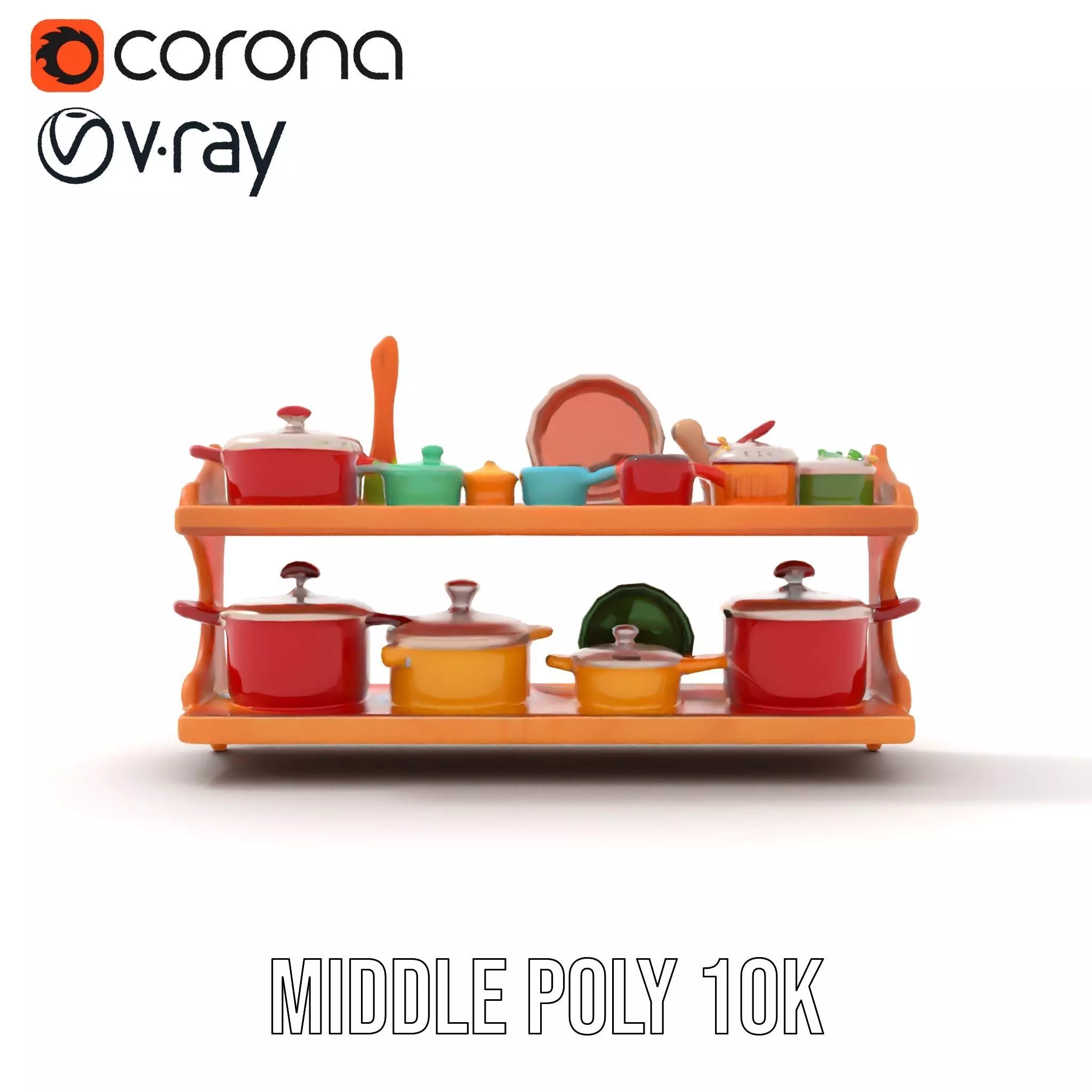 Colorful Kitchen Cookware Set Model Pack Low-poly 3D model_14