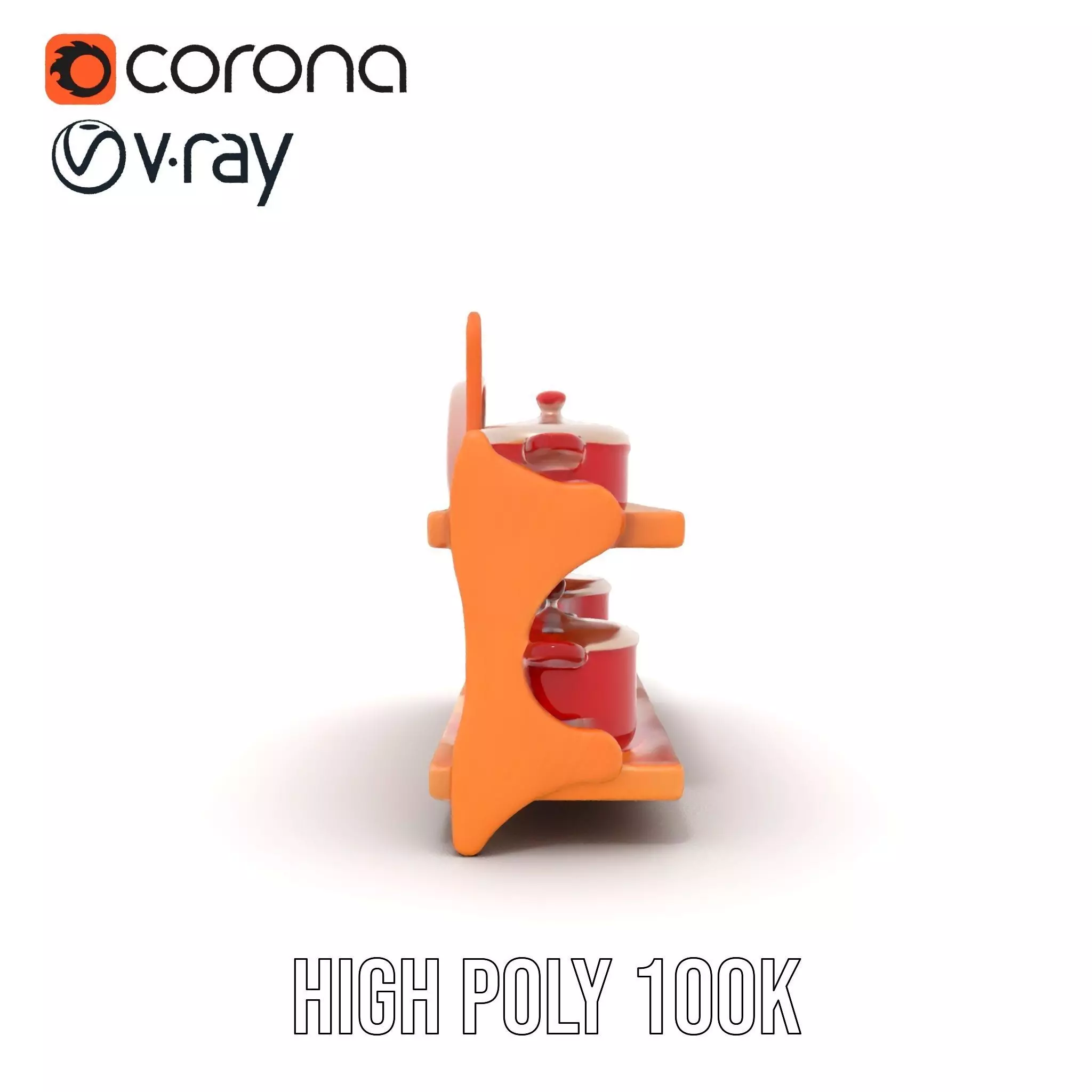 Colorful Kitchen Cookware Set Model Pack Low-poly 3D model_19