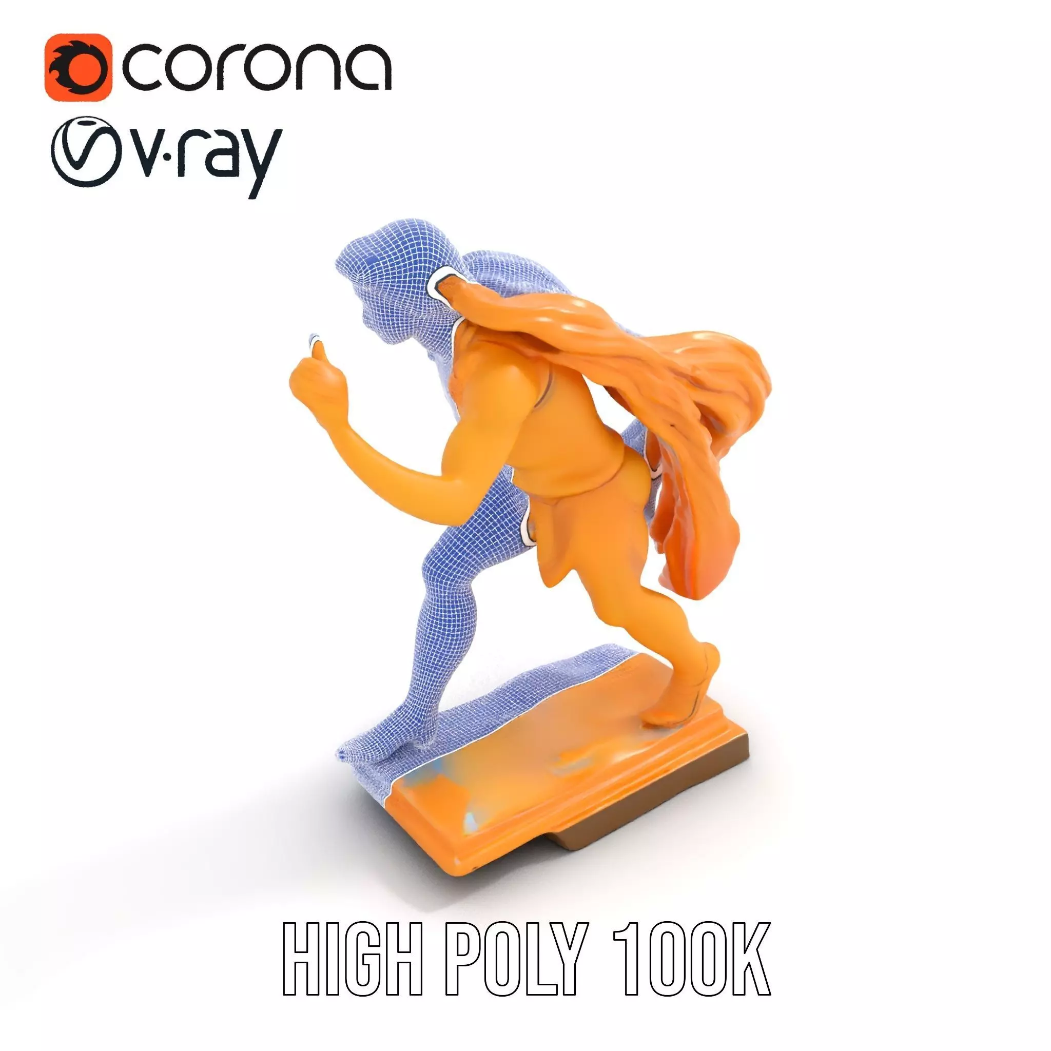 Golden Athlete Statue Model Pack Low-poly 3D model_33