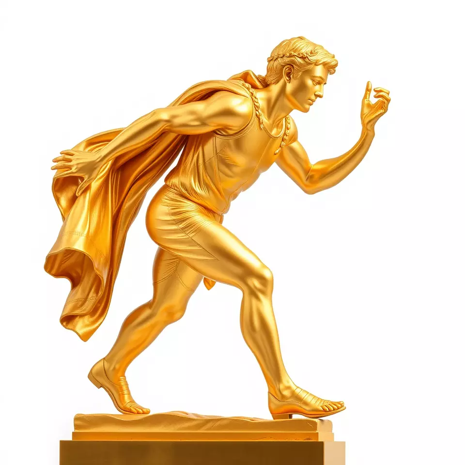 Golden Athlete Statue Model Pack Low-poly 3D model_3