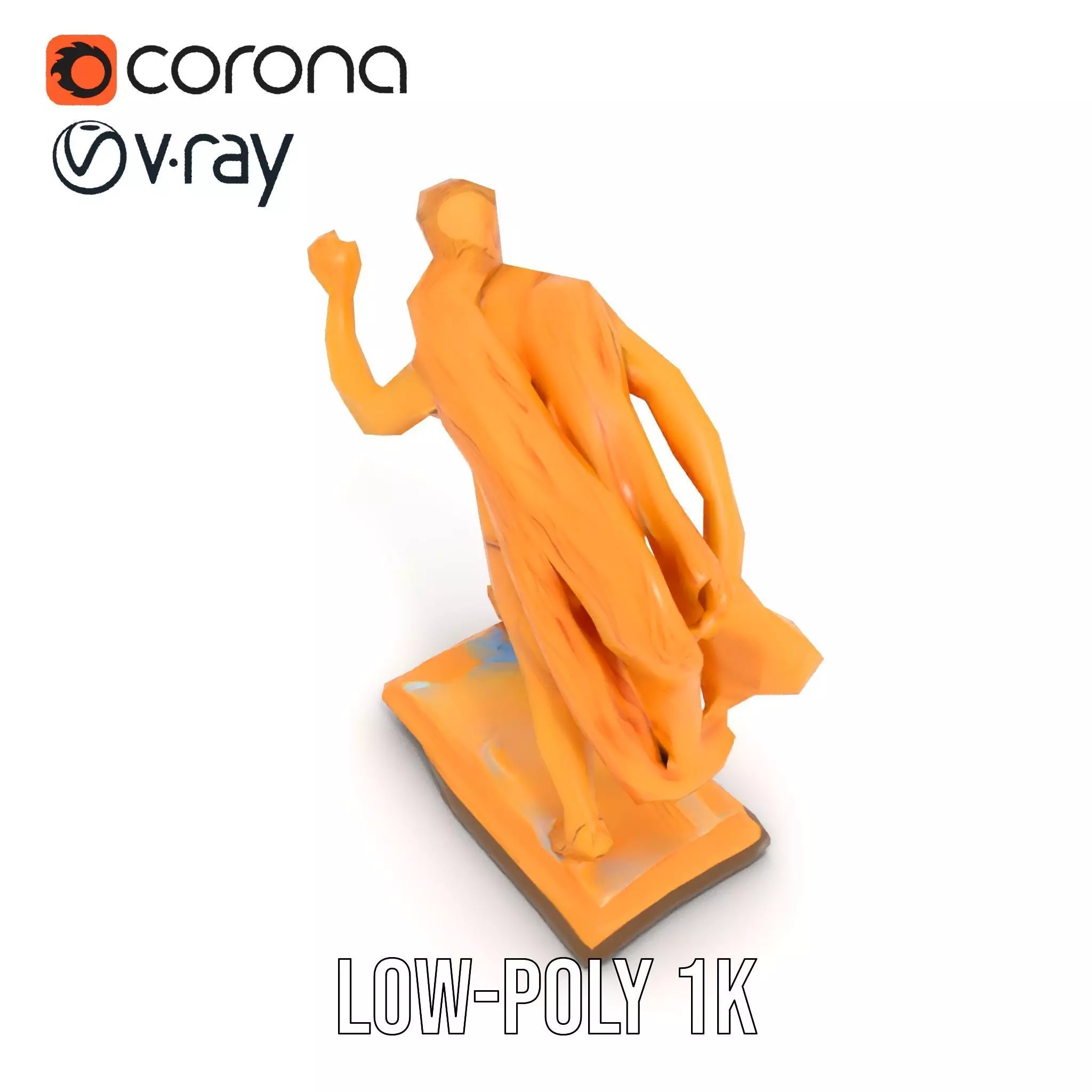 Golden Athlete Statue Model Pack Low-poly 3D model_13
