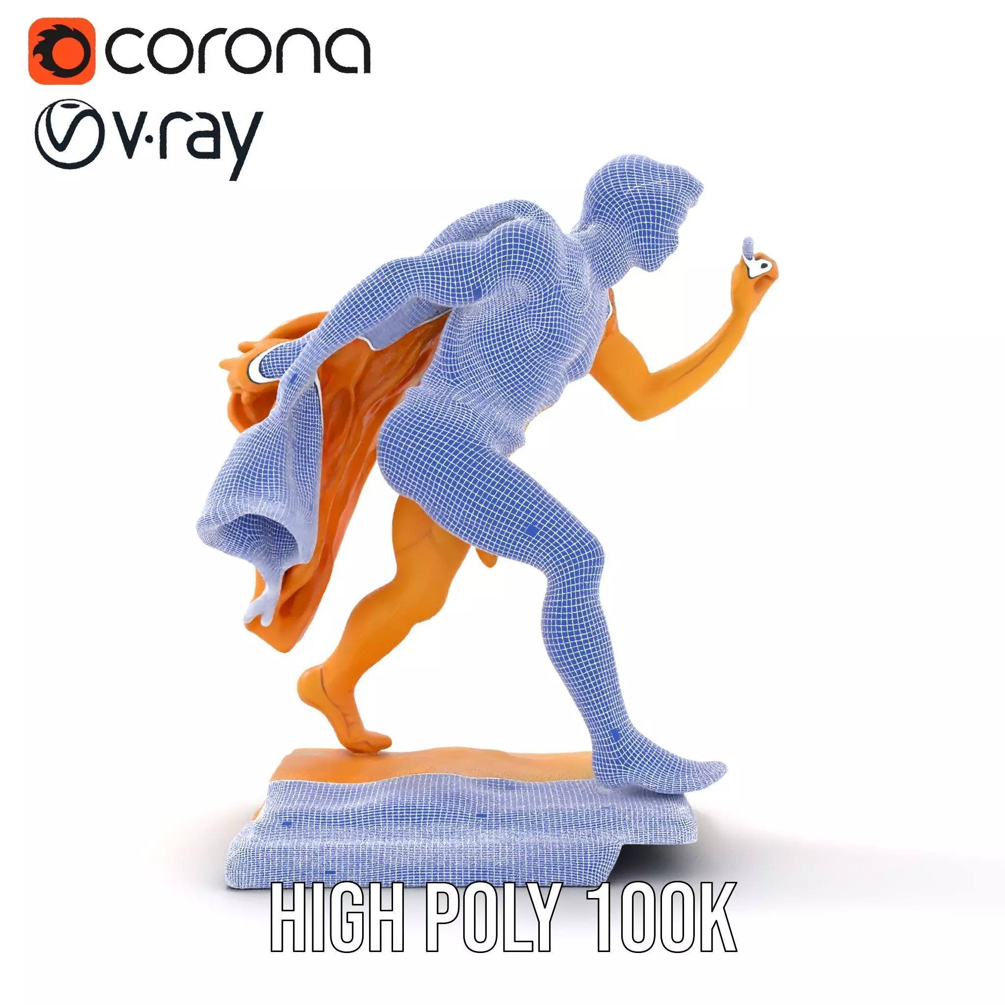 Golden Athlete Statue Model Pack Low-poly 3D model_32