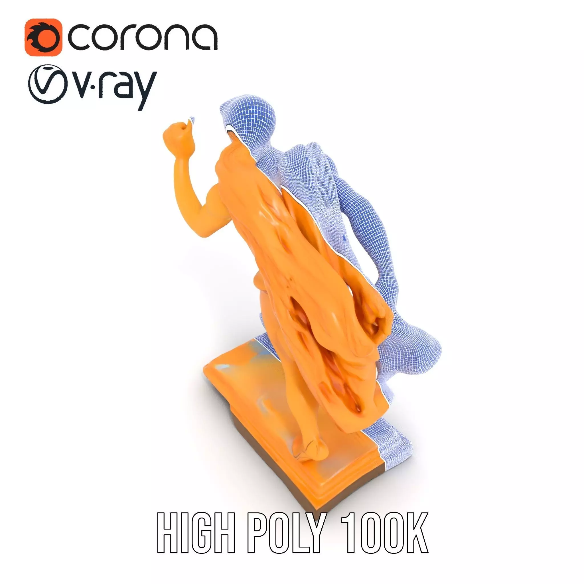 Golden Athlete Statue Model Pack Low-poly 3D model_35