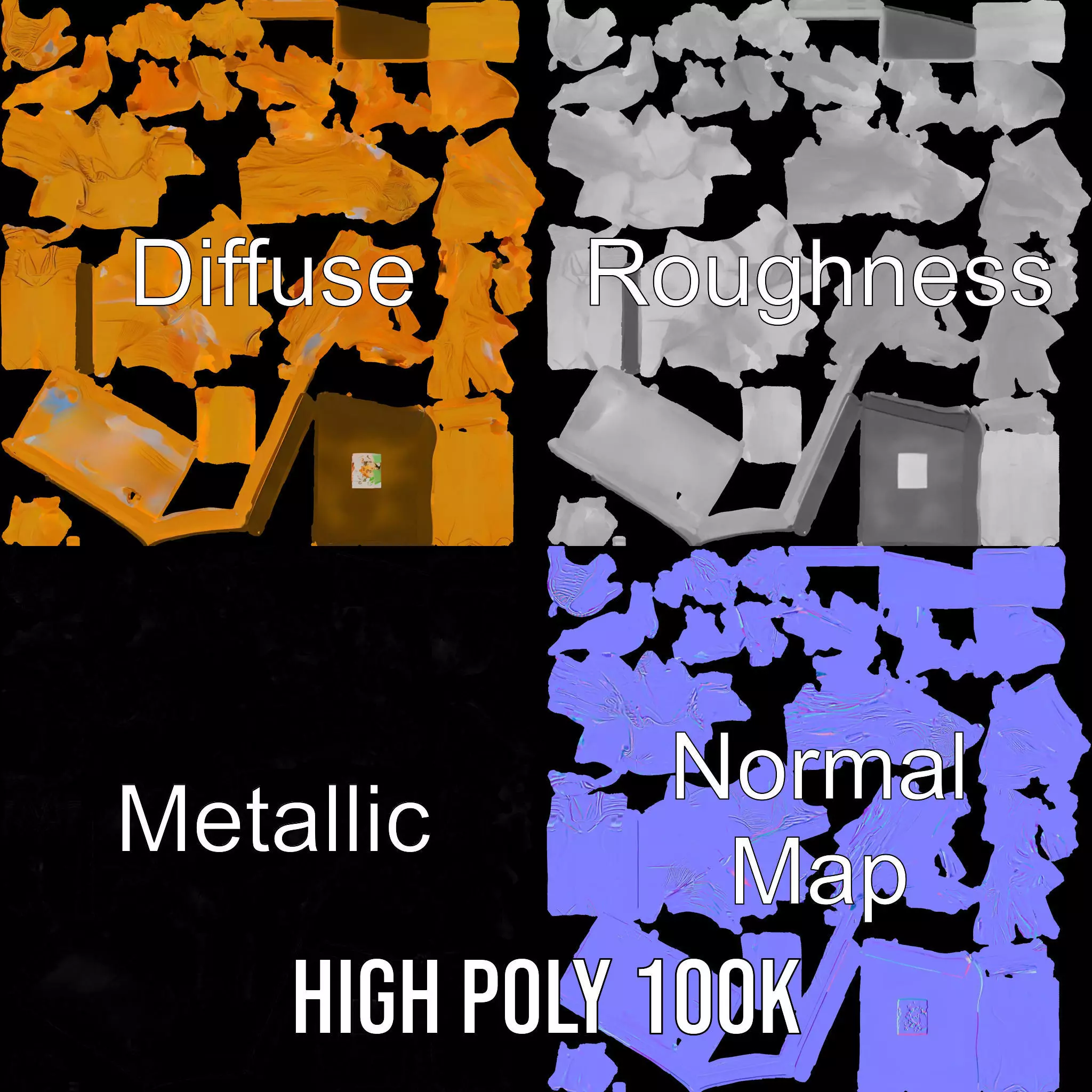 Golden Athlete Statue Model Pack Low-poly 3D model_4