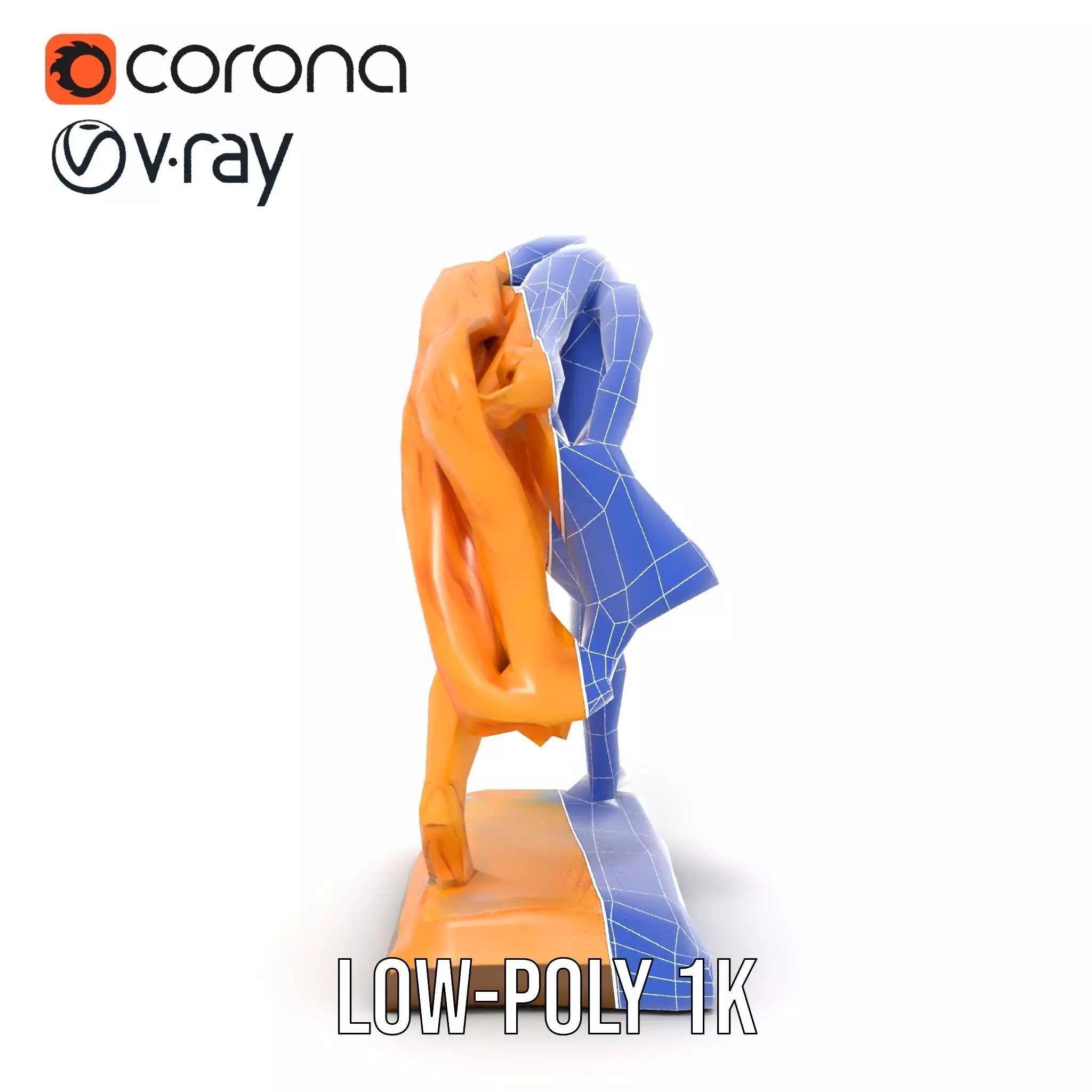 Golden Athlete Statue Model Pack Low-poly 3D model_23