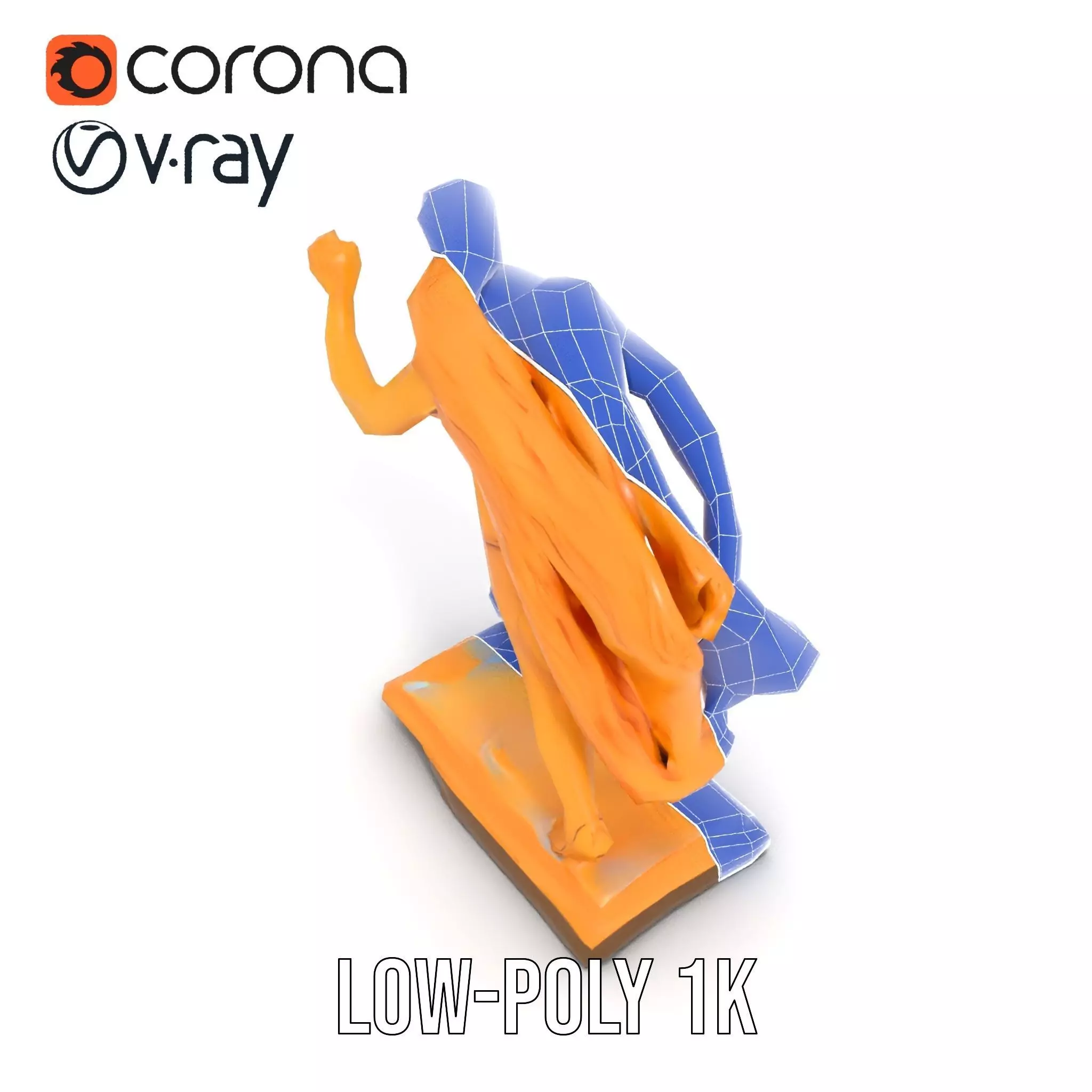 Golden Athlete Statue Model Pack Low-poly 3D model_15